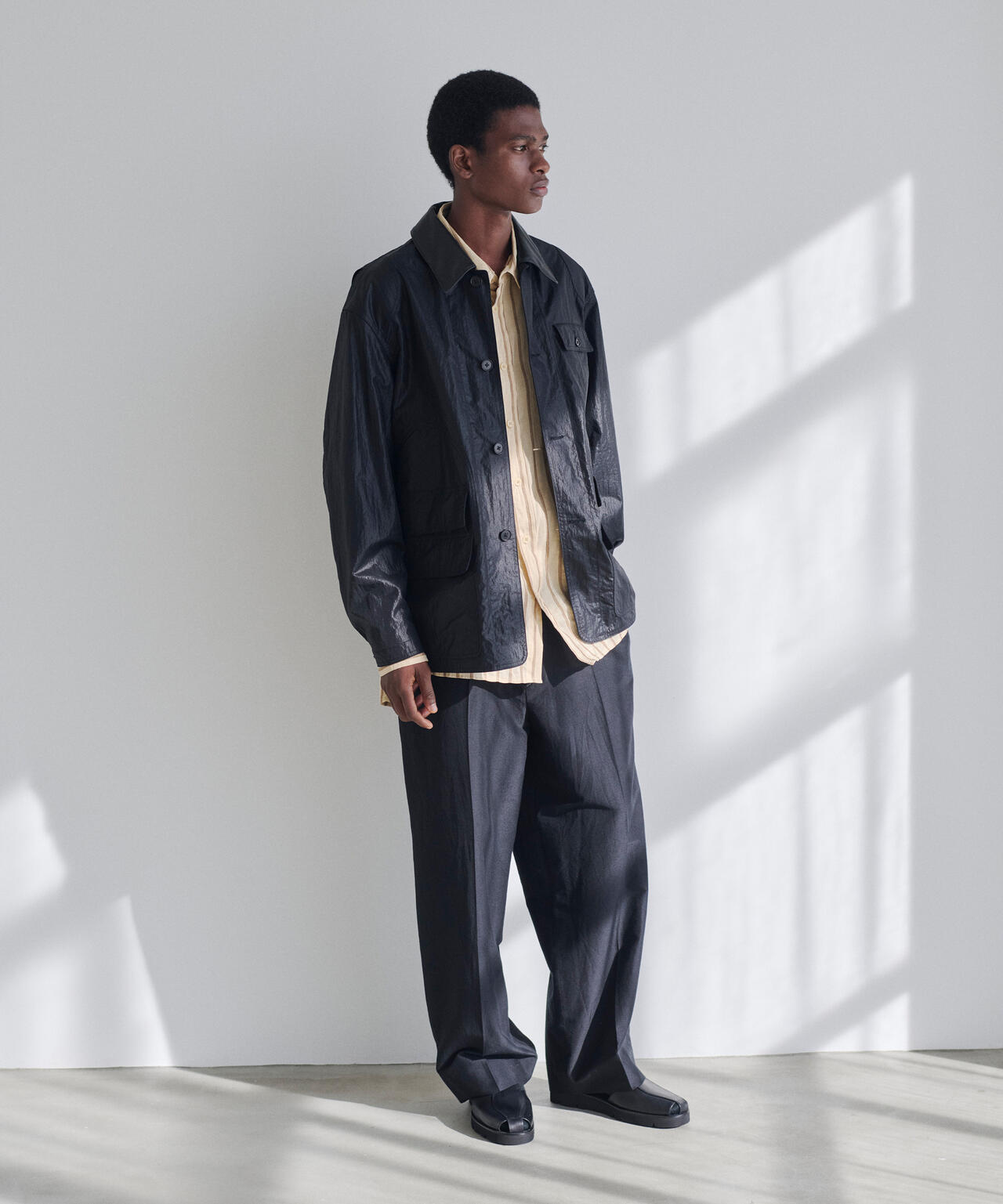 blurhms / SILK WOOL COTTON TWO-TUCK SLACKS