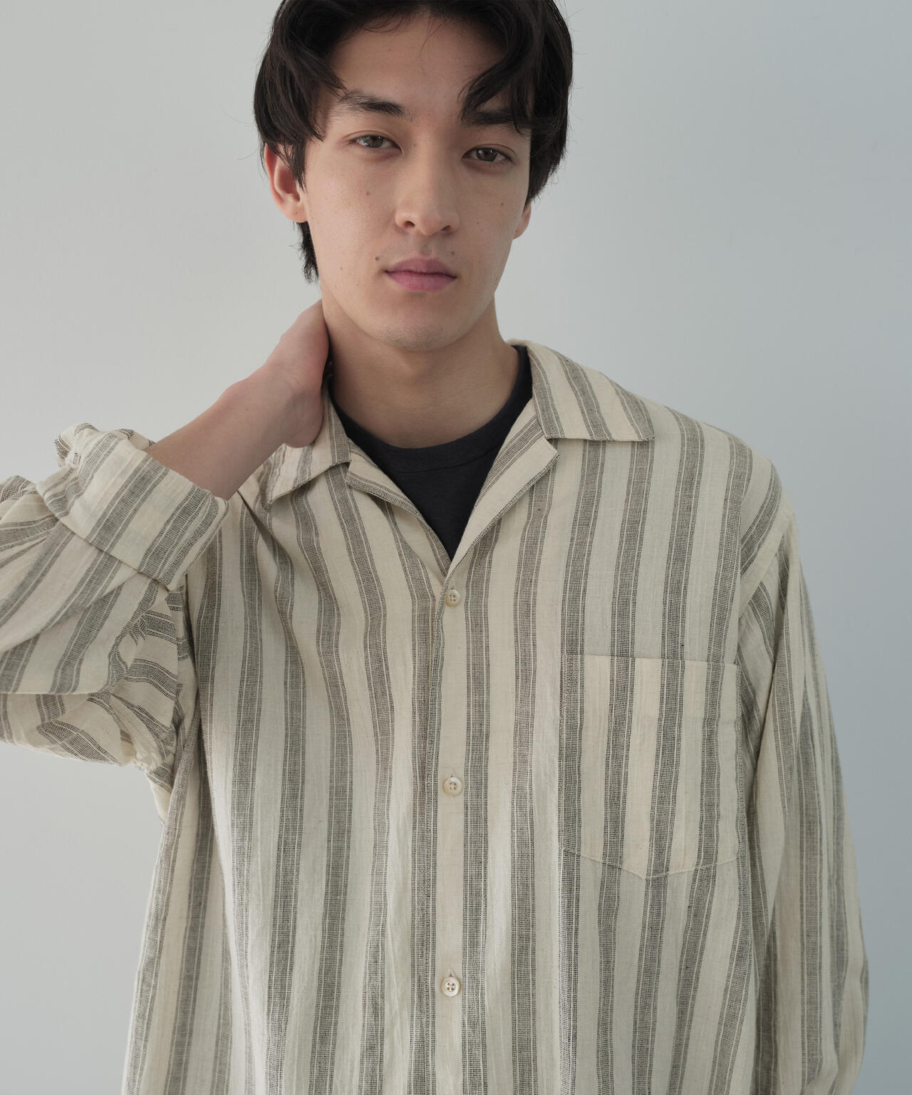 [別注]blurhms / COTTON LINEN OPEN-COLLAR SHIRT LONG SLEEVE