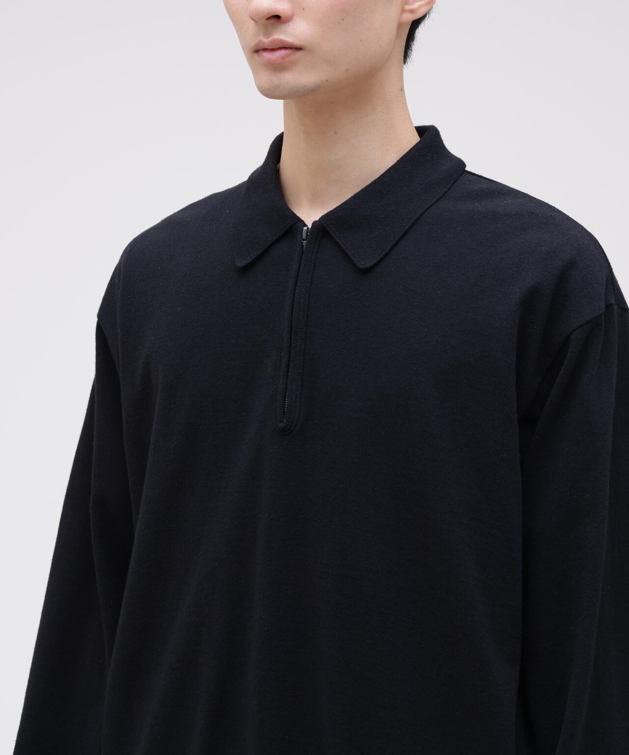 blurhms / COTTON SILK NEP HARF-ZIP PULLOVER