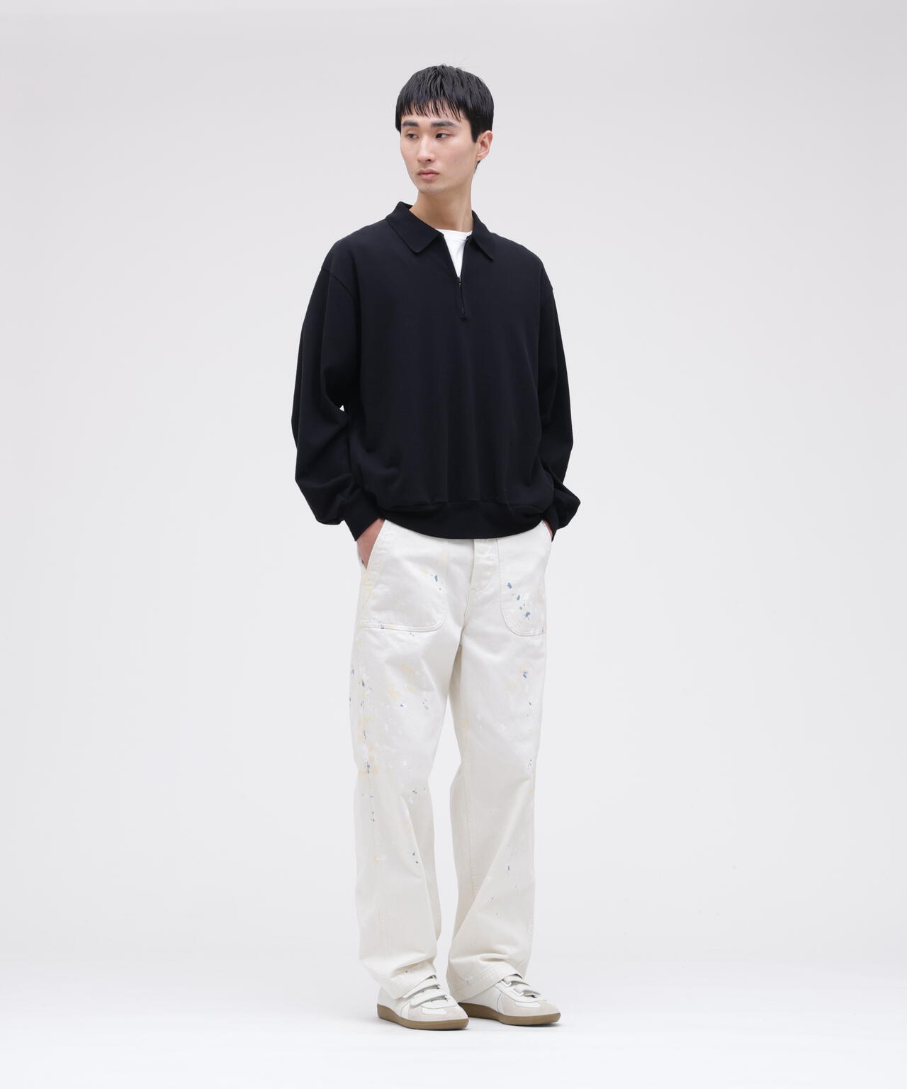 blurhms / COTTON SILK NEP HARF-ZIP PULLOVER
