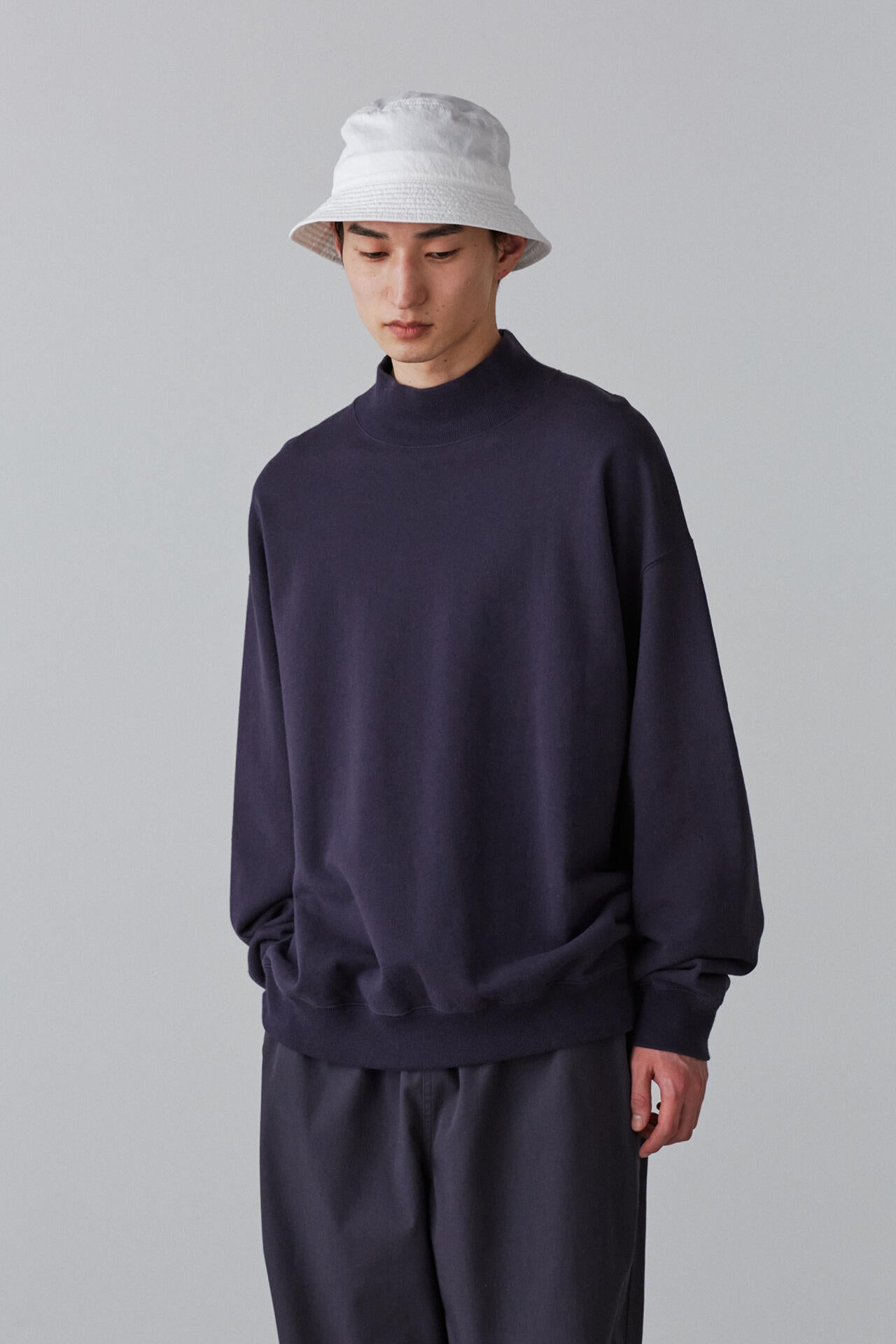 Ｙ / ORGANIC COTTON BLEND HEAVY WEIGHT FLEECE TURTLE NECK