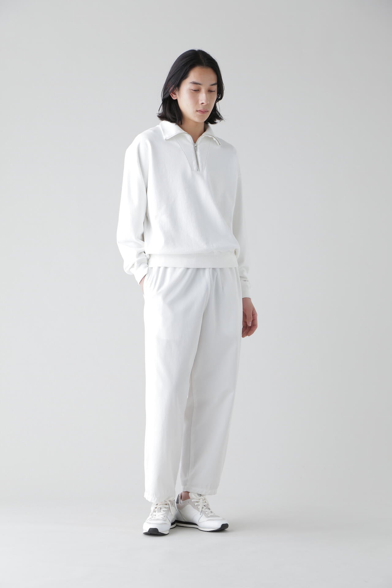 Ｙ / ORGANIC COTTON BLEND HEAVY WEIGHT FLEECE HALF ZIP