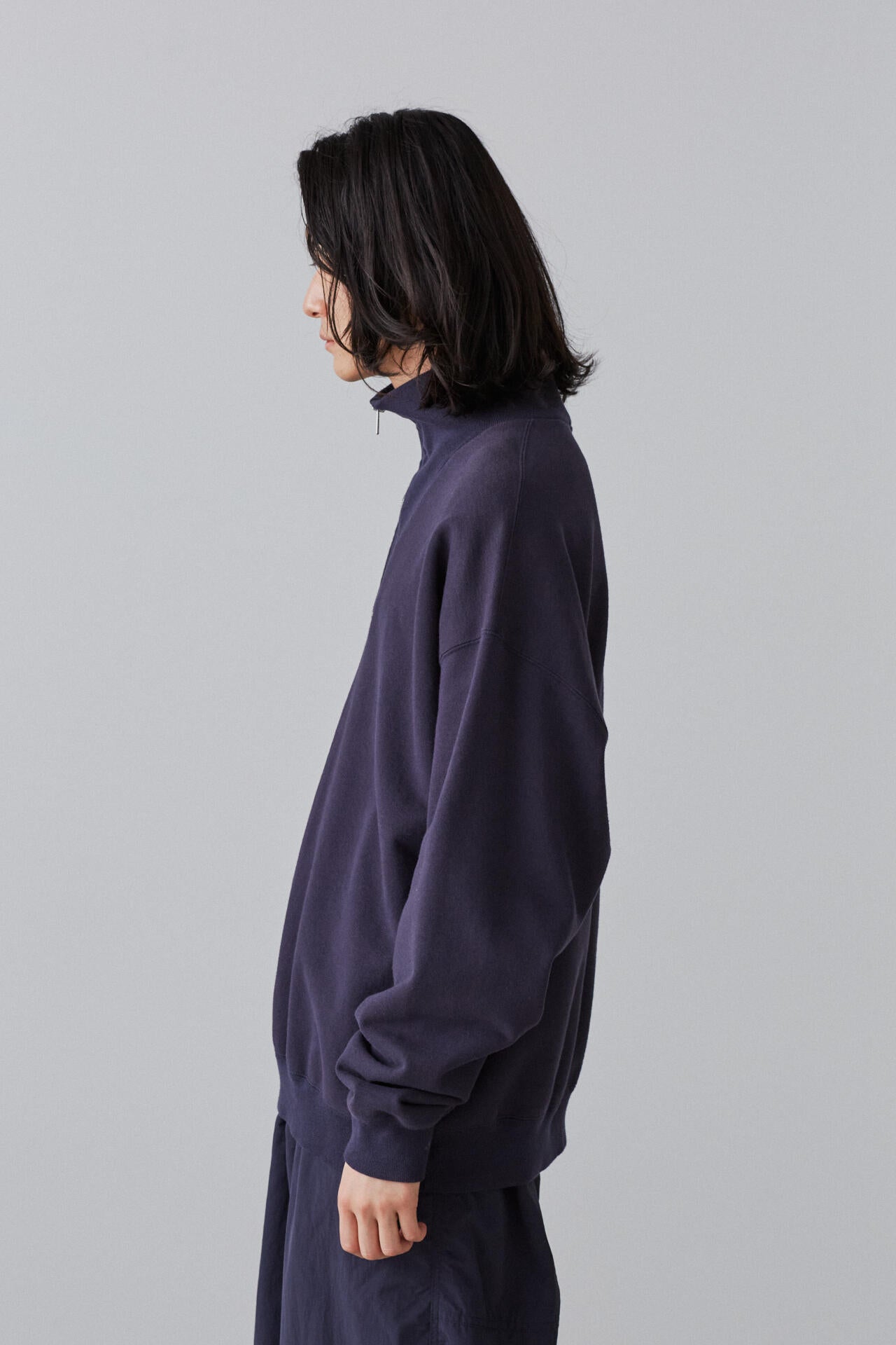 Ｙ / ORGANIC COTTON BLEND HEAVY WEIGHT FLEECE HALF ZIP