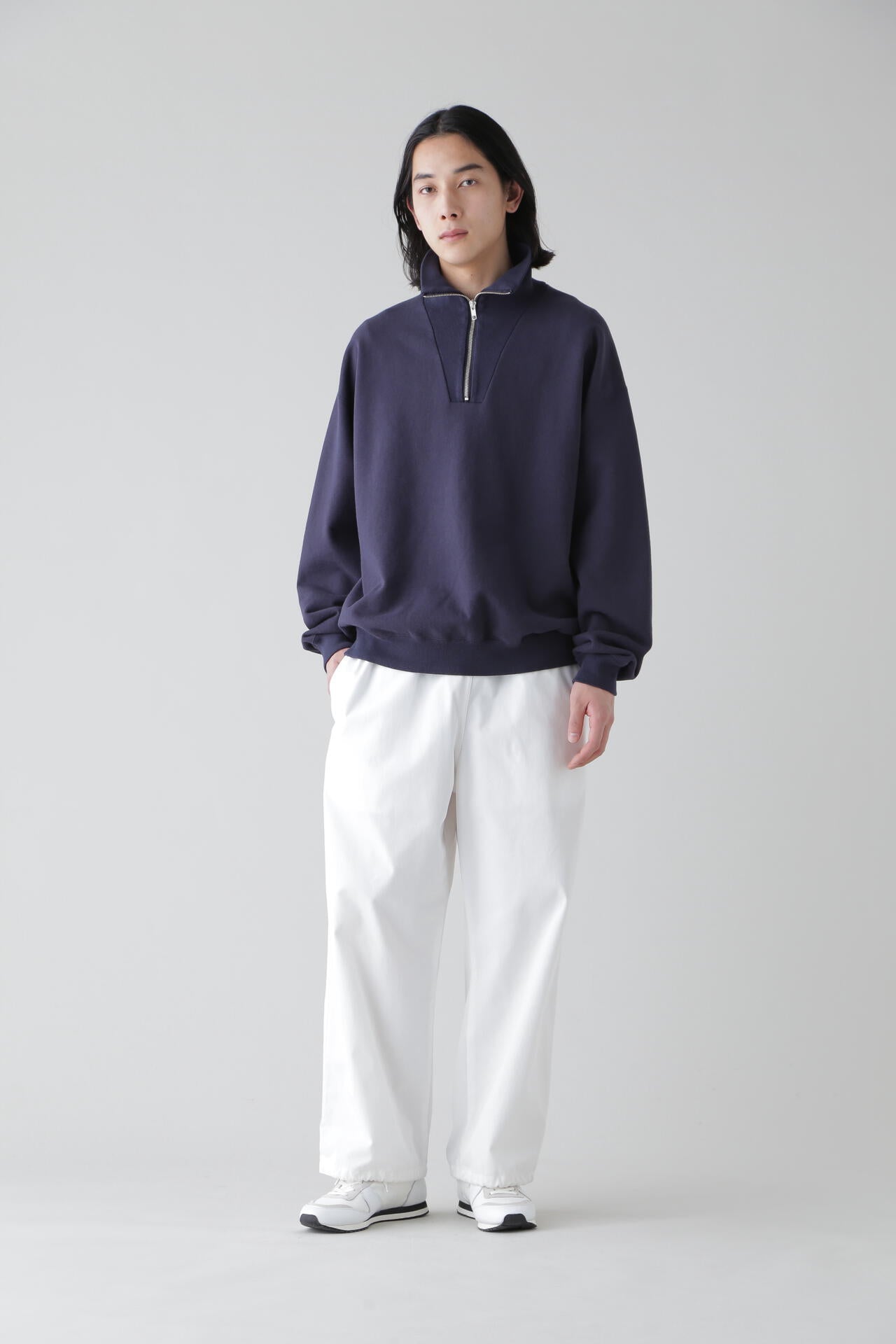 Ｙ / ORGANIC COTTON BLEND HEAVY WEIGHT FLEECE HALF ZIP