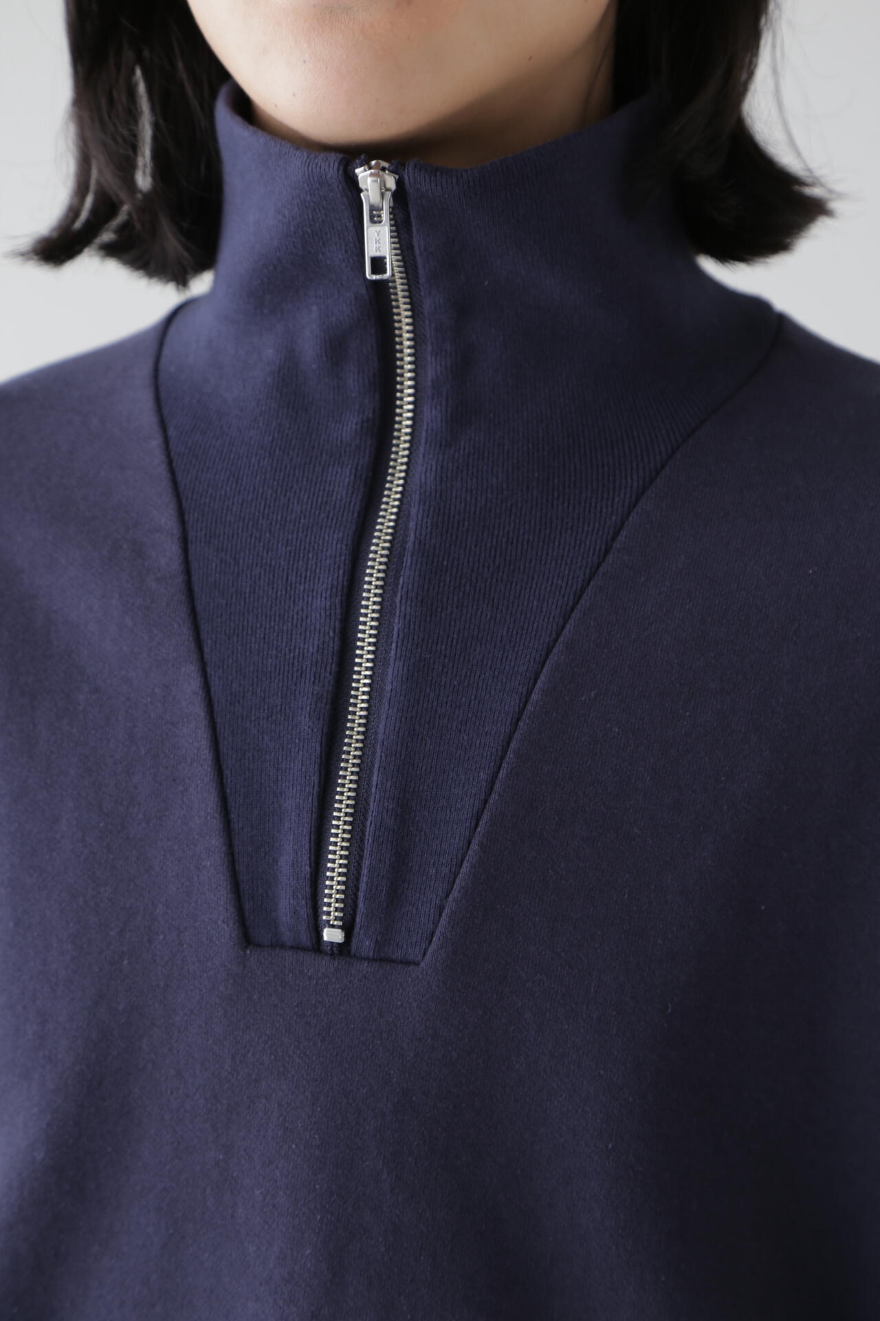 Ｙ / ORGANIC COTTON BLEND HEAVY WEIGHT FLEECE HALF ZIP