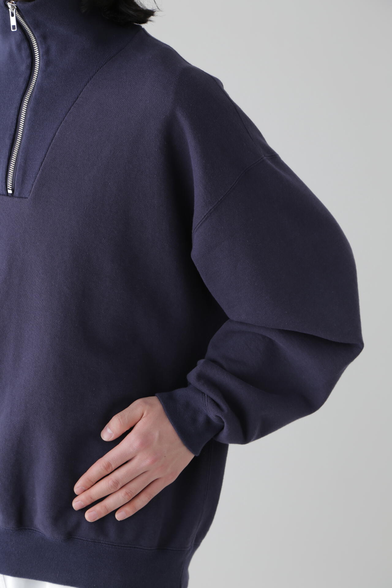 Ｙ / ORGANIC COTTON BLEND HEAVY WEIGHT FLEECE HALF ZIP