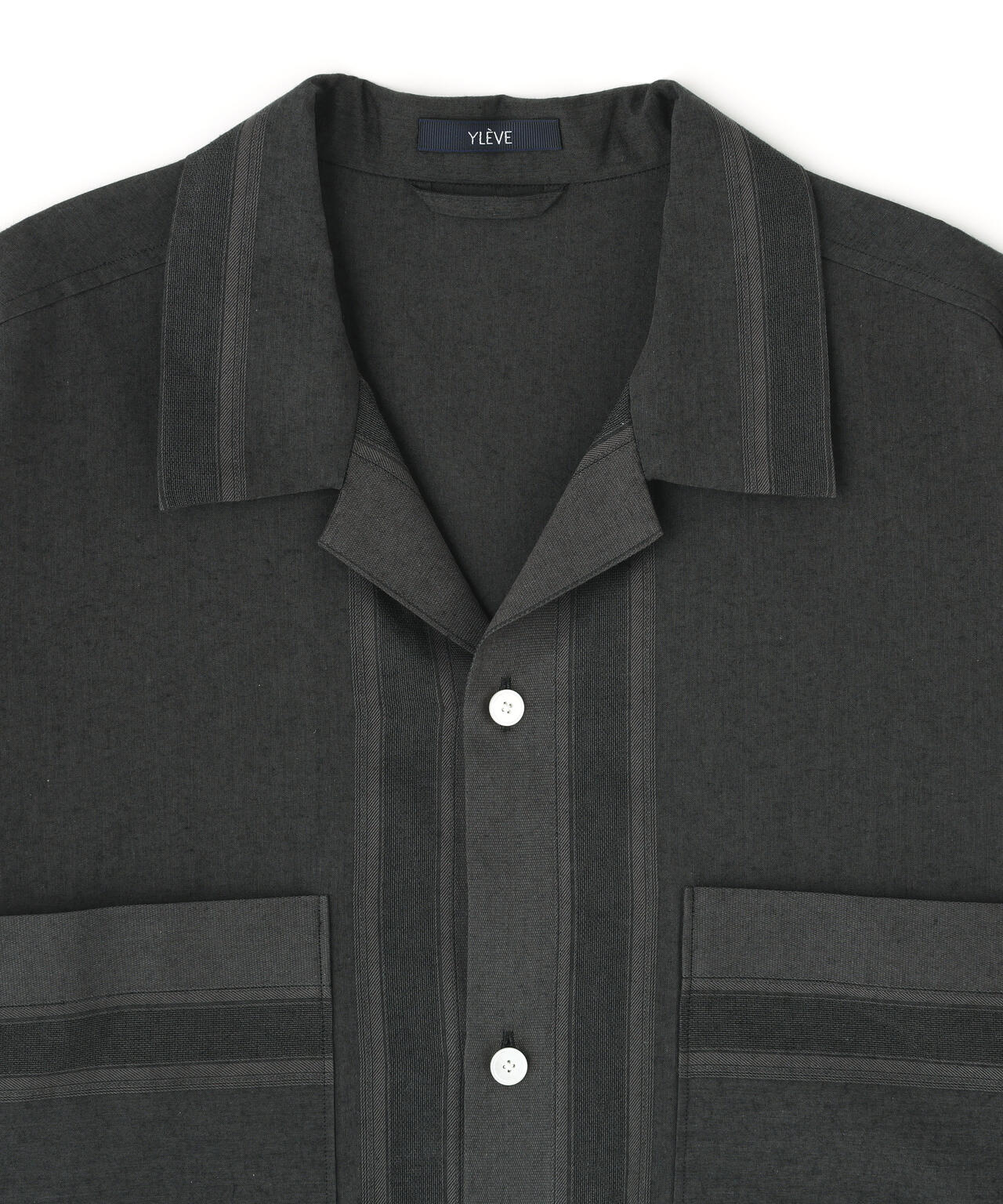 YLEVE / DOBBY STRIPE CHAMBRAY OPEN COLLAR SHIRT
