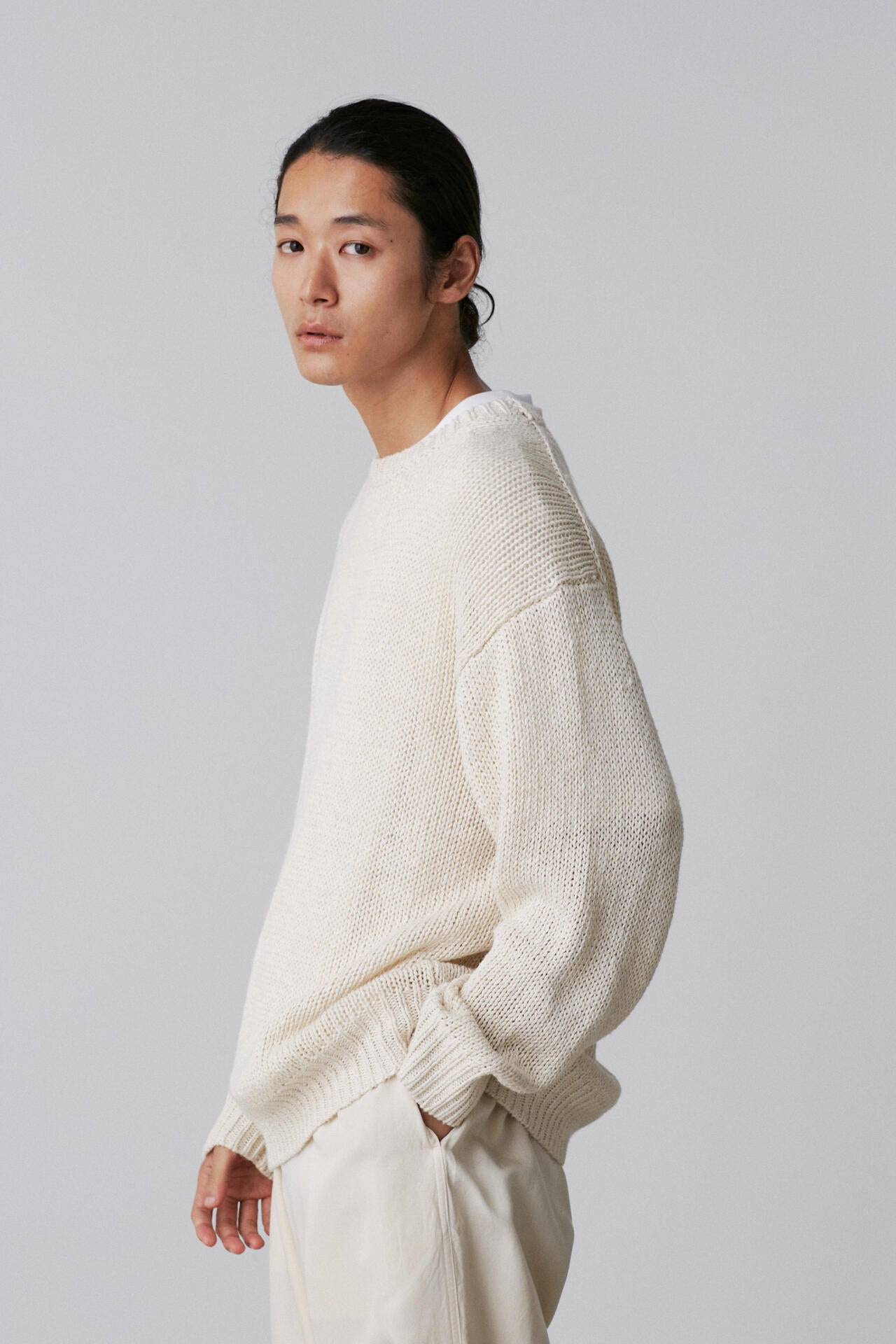 YLEVE / EUROPEAN LINEN SILK BASQUE KNIT PULL OVER