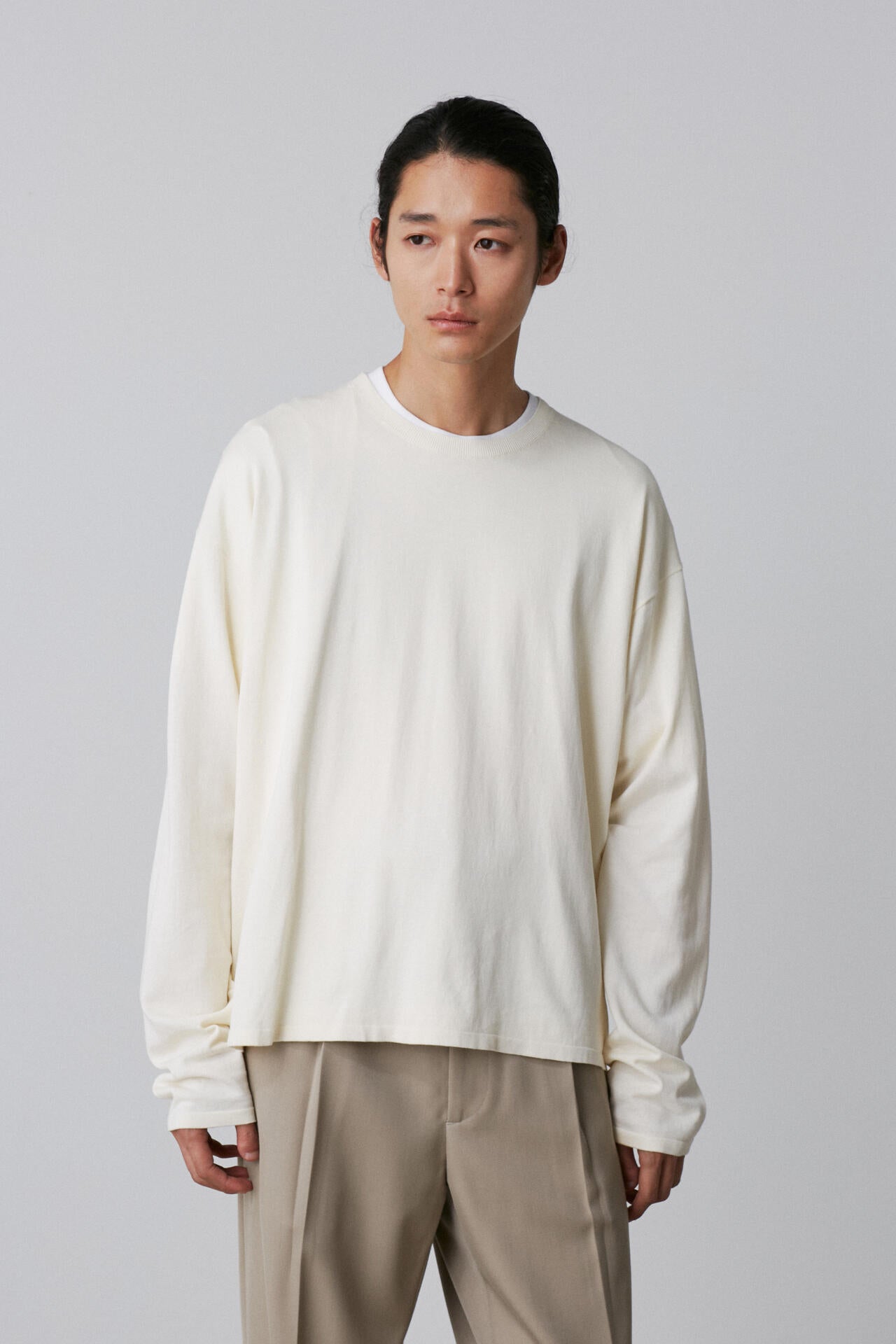 YLEVE / GAS SINGEING COTTON KNIT PULL OVER