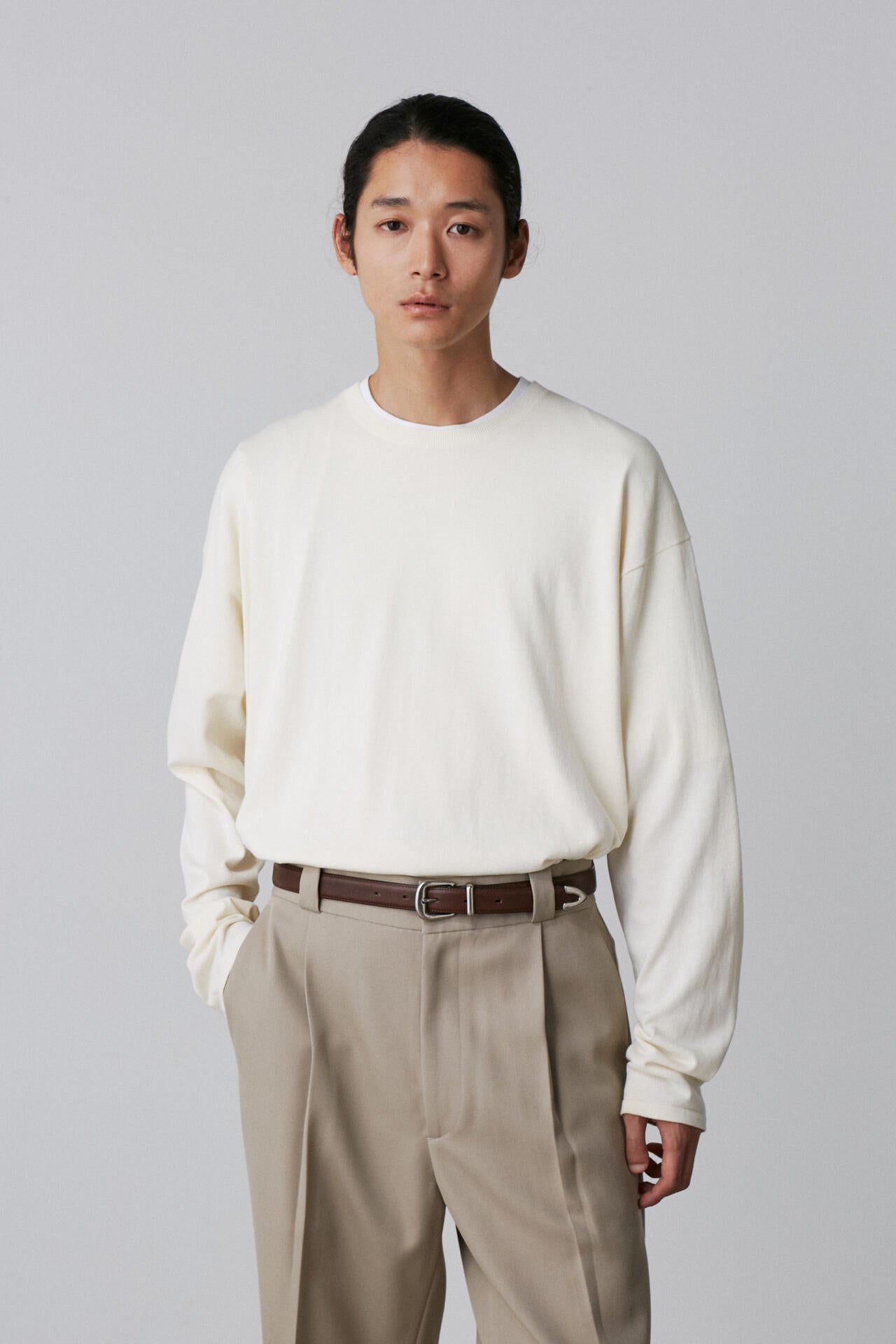 YLEVE / GAS SINGEING COTTON KNIT PULL OVER