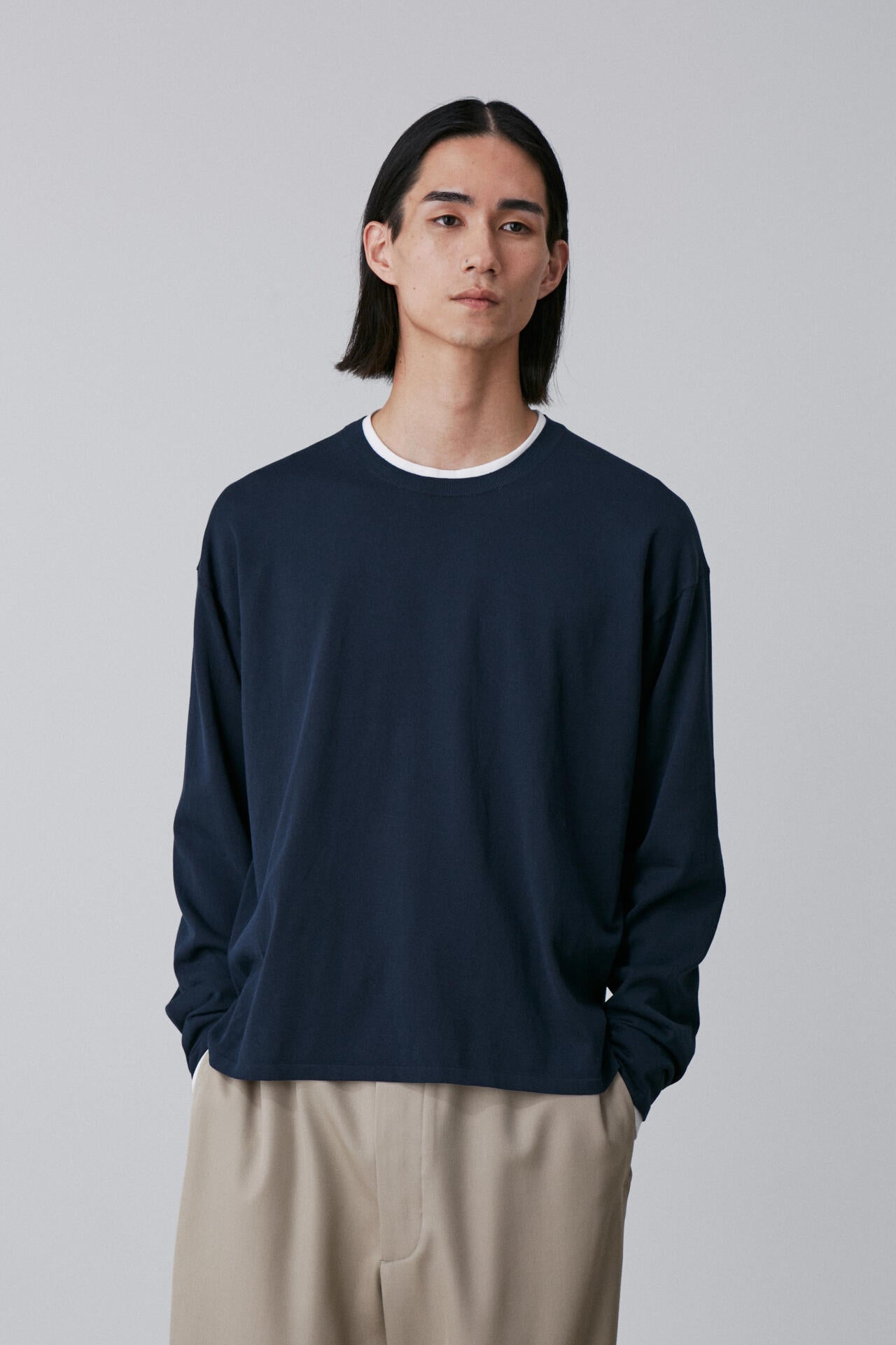 YLEVE / GAS SINGEING COTTON KNIT PULL OVER