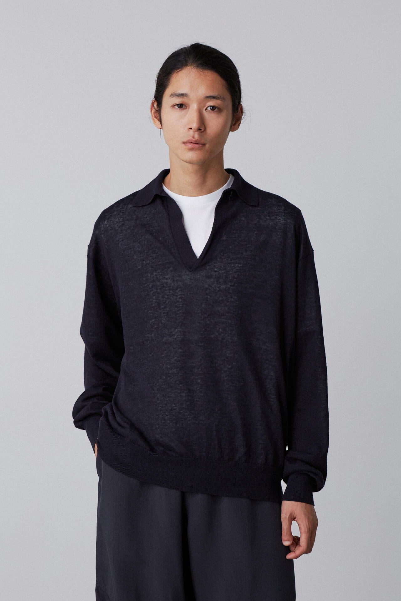 YLEVE / LINEN COTTON SKIPPER KNIT PULL OVER