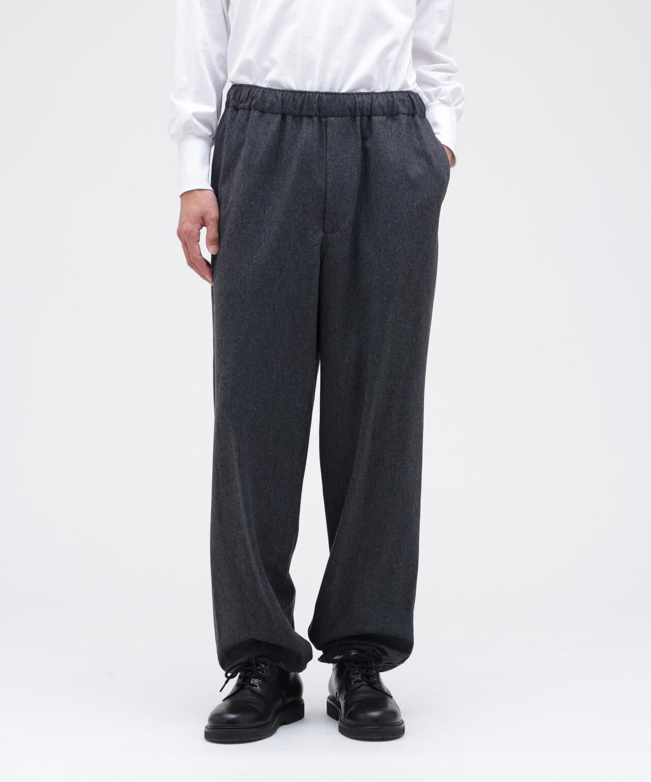 YLEVE / SUPER120's WOOL FLANNEL EASY TROUSERS