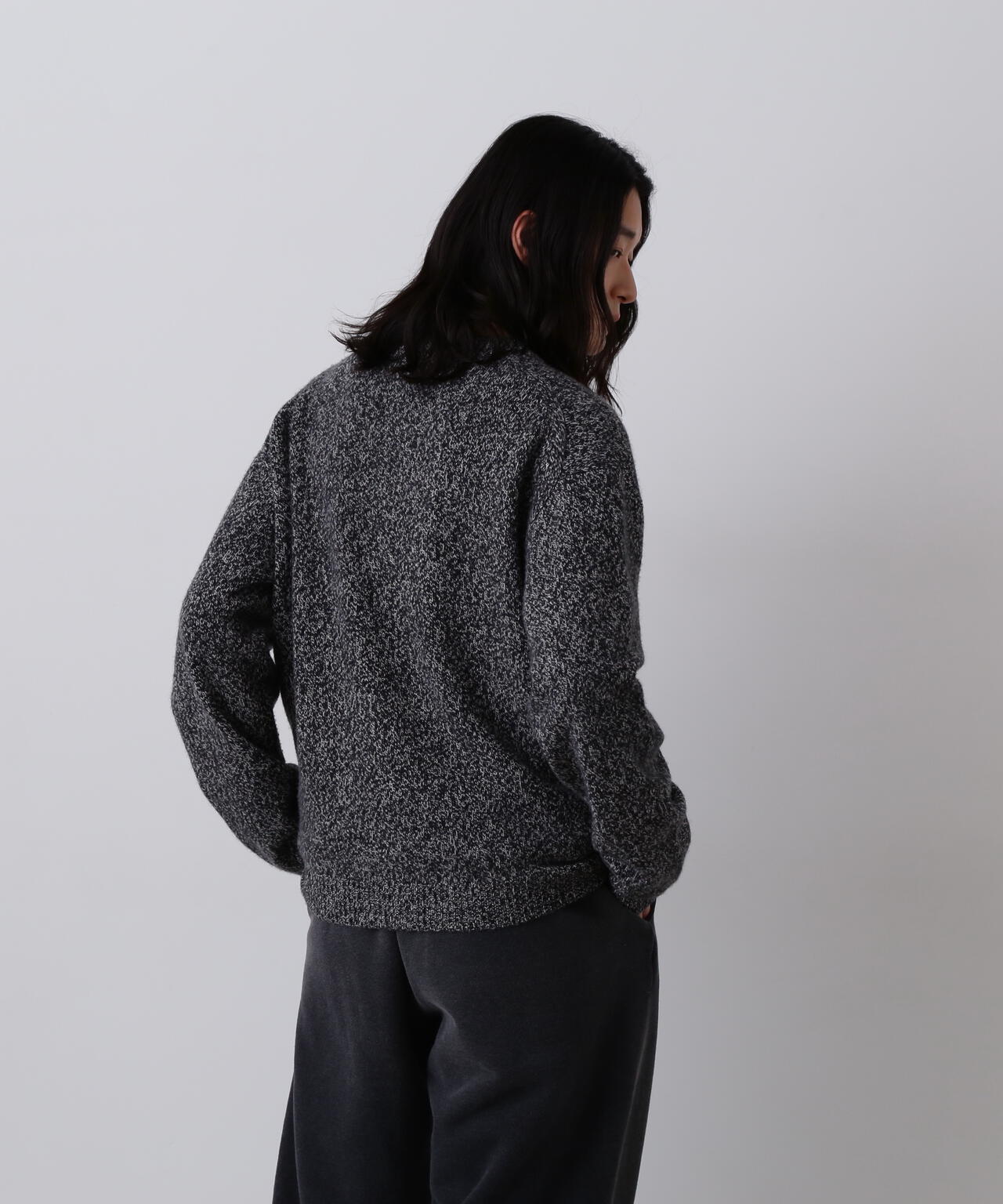 YLEVE / WOOL CASHMERE MELANGE KNIT V NECK PULL OVER