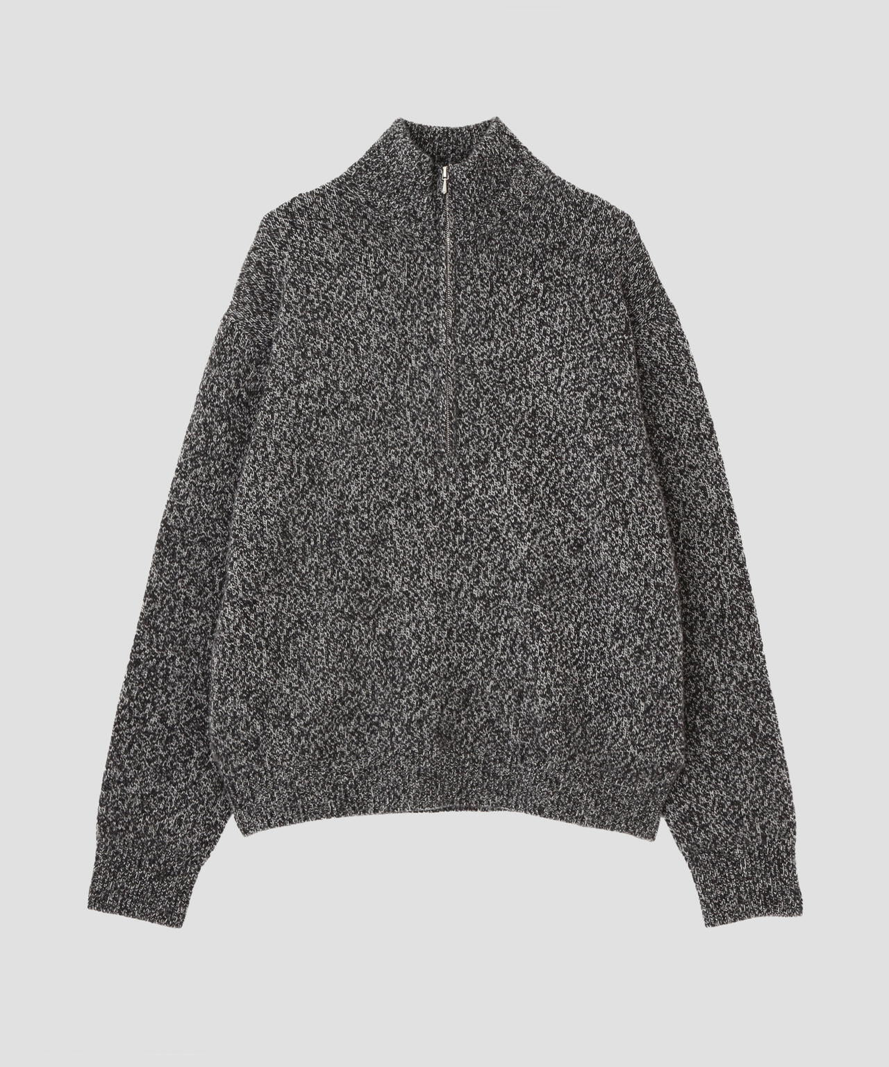 YLEVE / WOOL CASHMERE MELANGE KNIT HALF ZIP PULL OVER