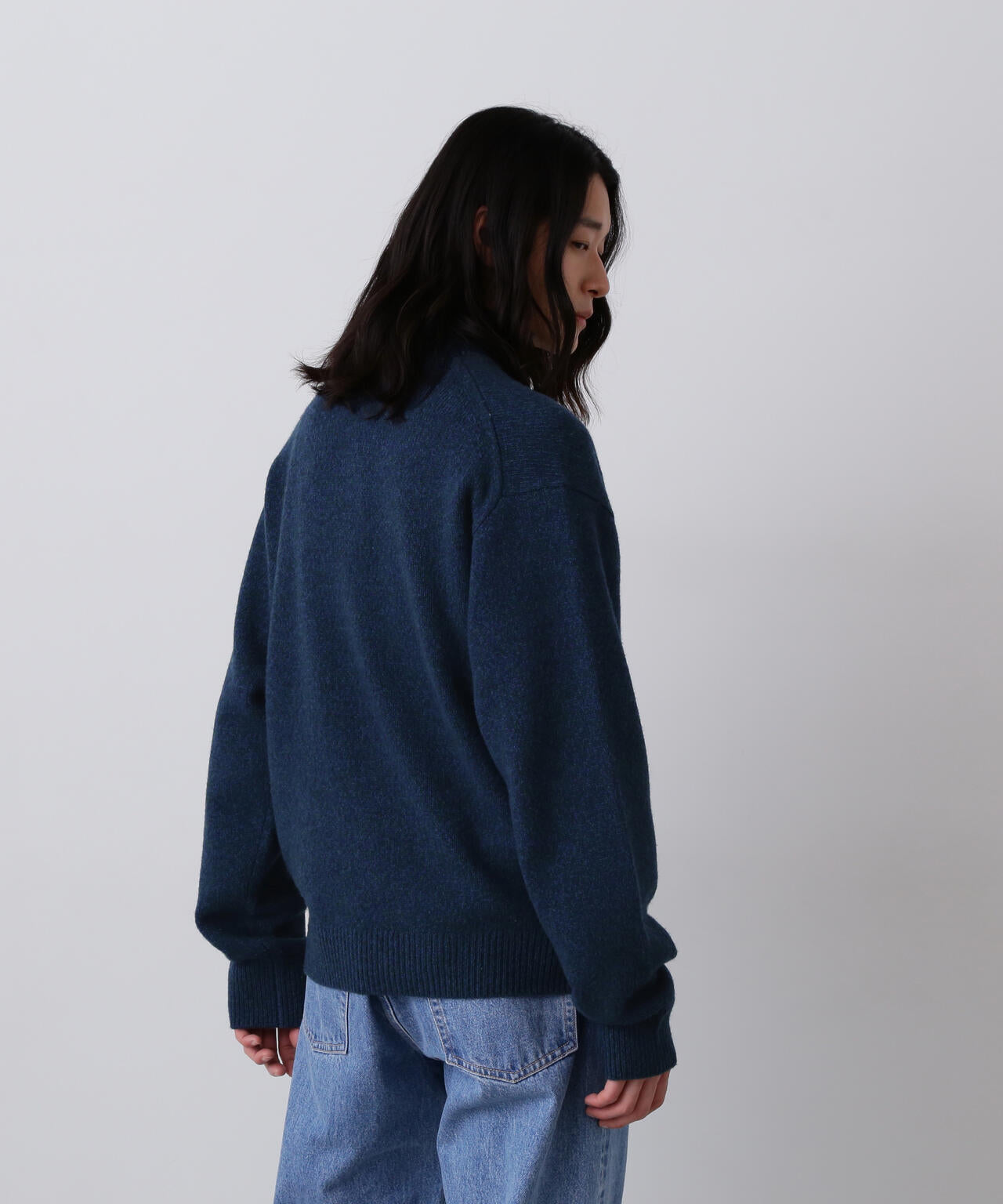 YLEVE / WOOL CASHMERE MELANGE KNIT HALF ZIP PULL OVER