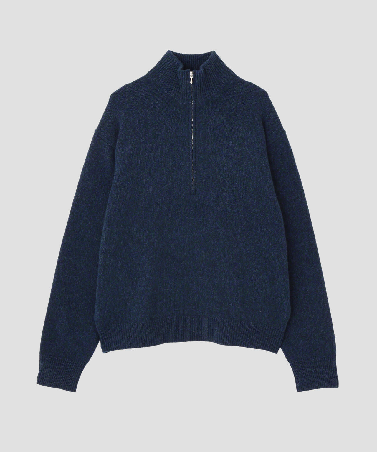 YLEVE / WOOL CASHMERE MELANGE KNIT HALF ZIP PULL OVER