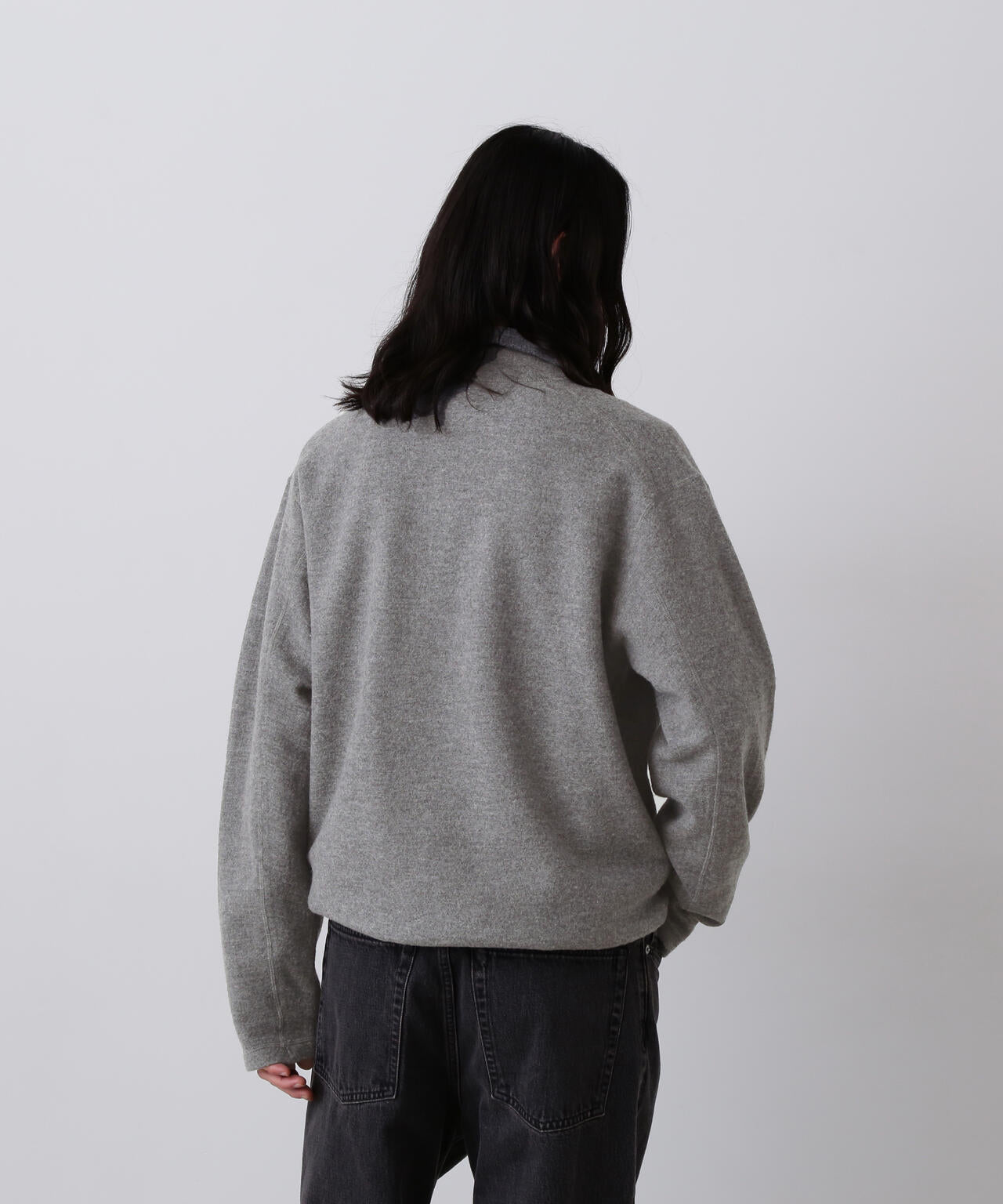 YLEVE / ULTRAFINE MERINO MILLED WOOL KNIT HALF ZIP PULL OVER