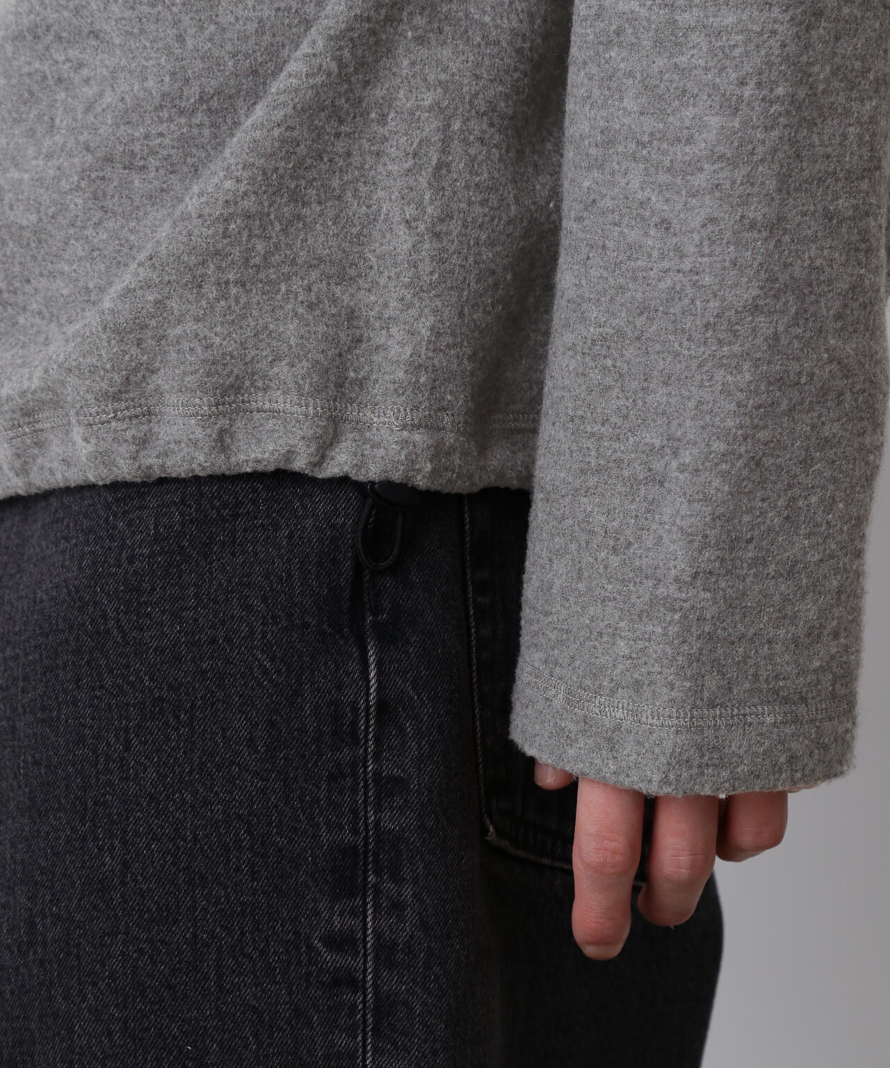 YLEVE / ULTRAFINE MERINO MILLED WOOL KNIT HALF ZIP PULL OVER