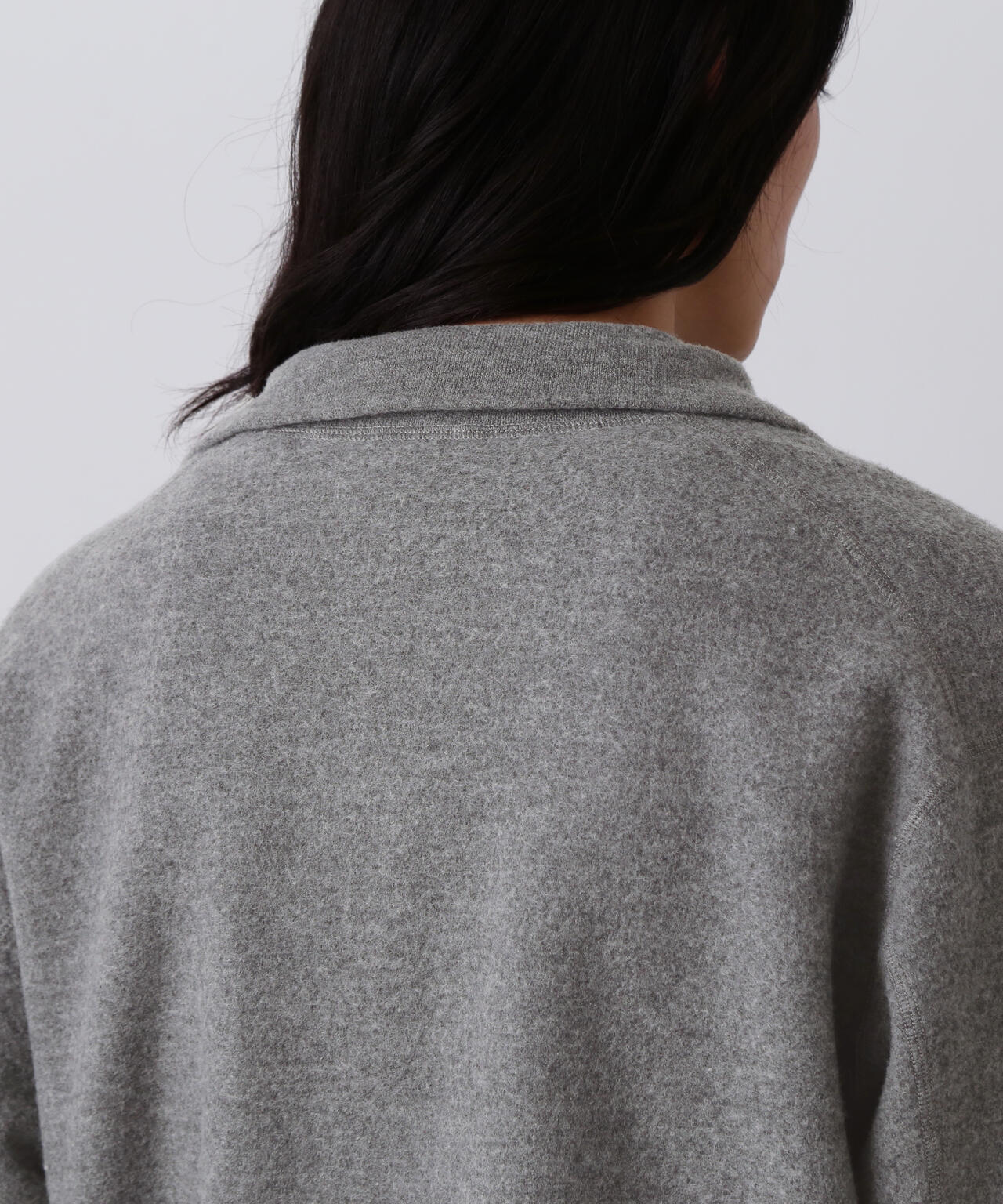 YLEVE / ULTRAFINE MERINO MILLED WOOL KNIT HALF ZIP PULL OVER