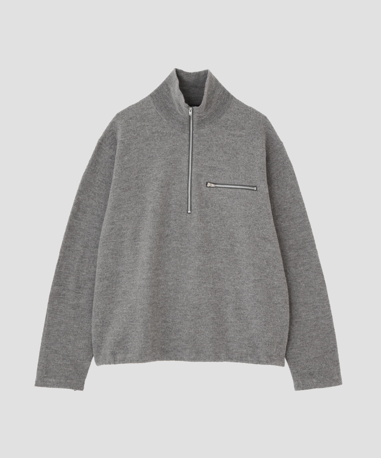 YLEVE / ULTRAFINE MERINO MILLED WOOL KNIT HALF ZIP PULL OVER