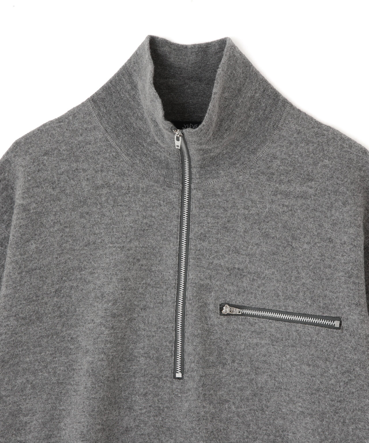 YLEVE / ULTRAFINE MERINO MILLED WOOL KNIT HALF ZIP PULL OVER