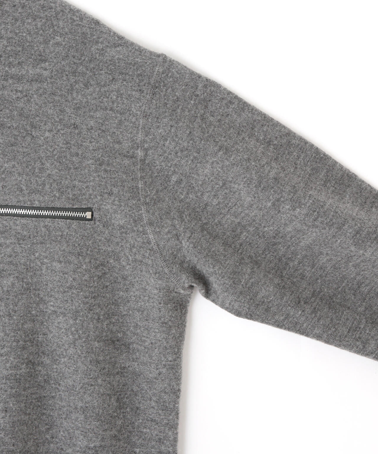YLEVE / ULTRAFINE MERINO MILLED WOOL KNIT HALF ZIP PULL OVER