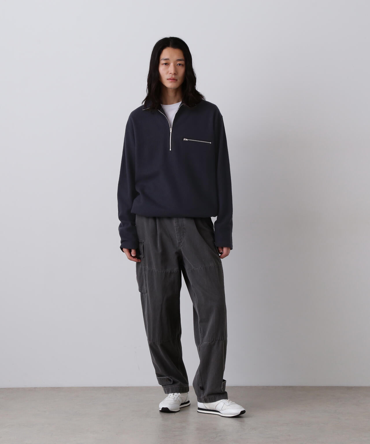 YLEVE / ULTRAFINE MERINO MILLED WOOL KNIT HALF ZIP PULL OVER