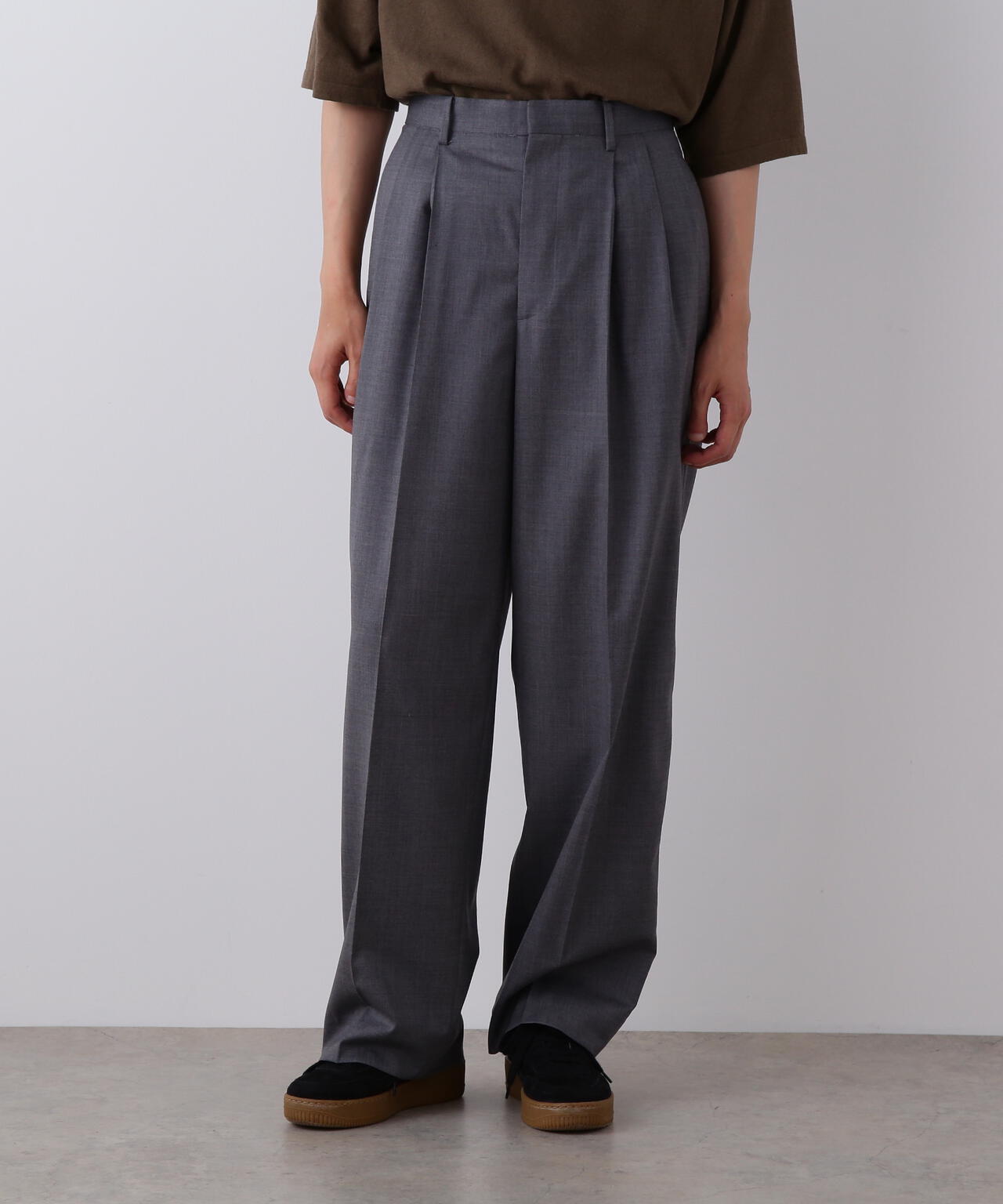 YLEVE / SUPER120'S CHAMBRAY WOOL 3TACK TROUSERS