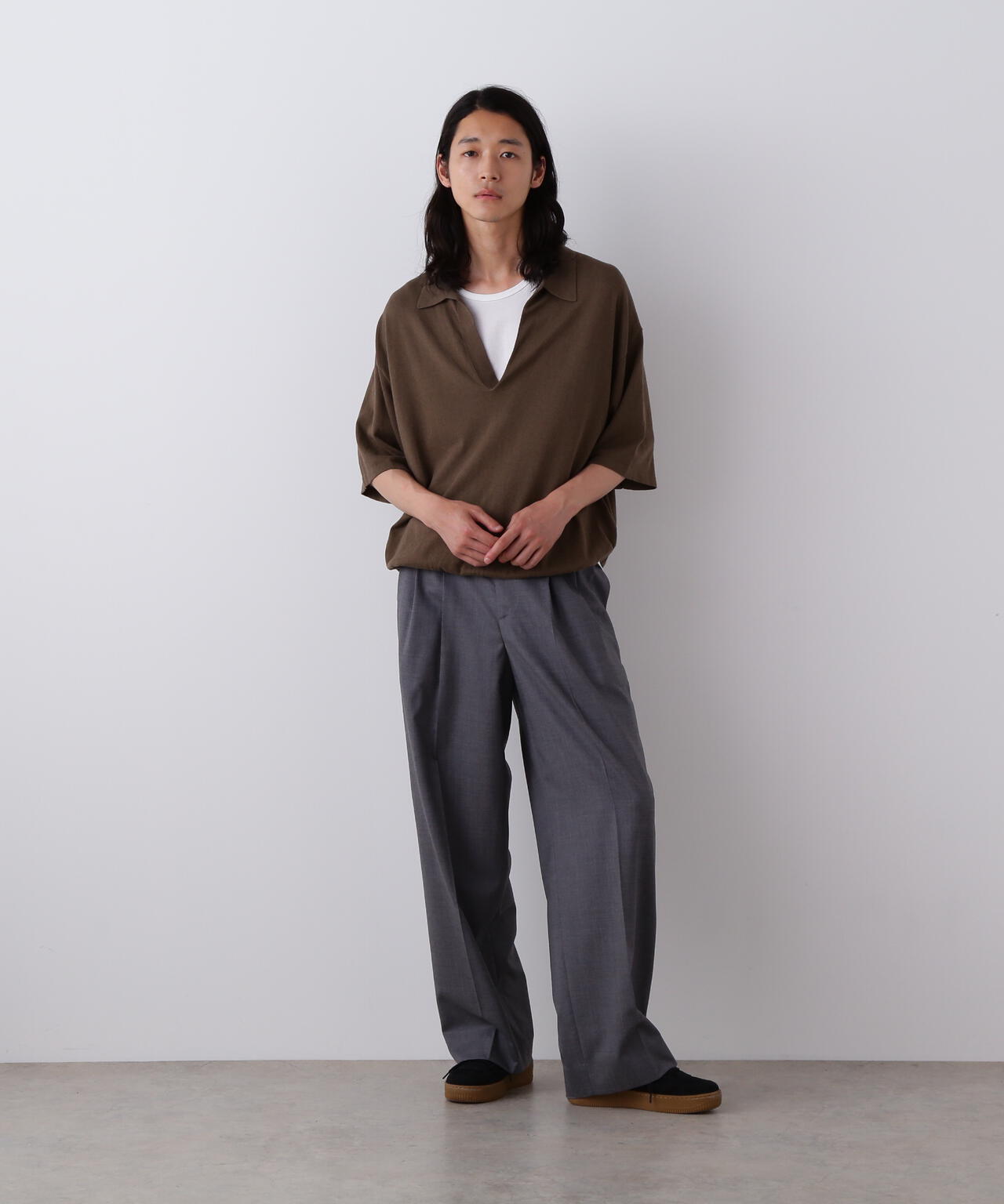 YLEVE / SUPER120'S CHAMBRAY WOOL 3TACK TROUSERS