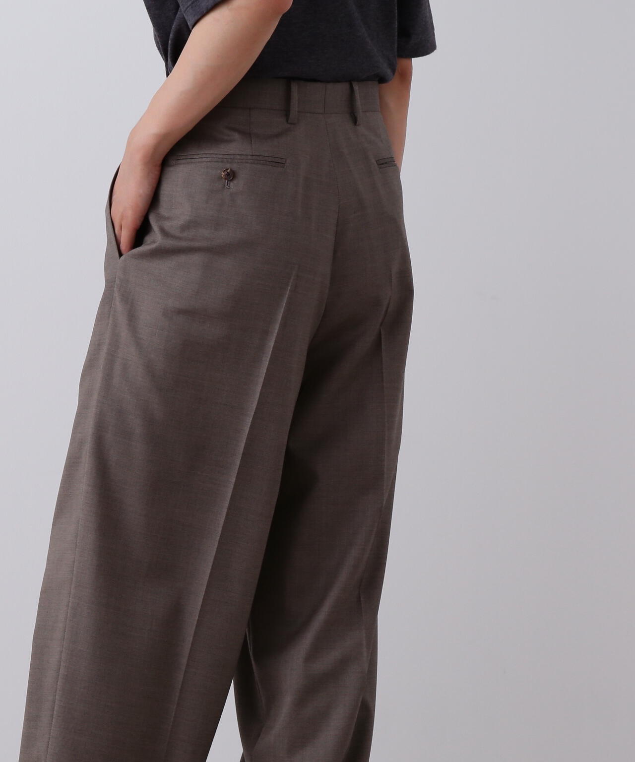 YLEVE / SUPER120'S CHAMBRAY WOOL 3TACK TROUSERS