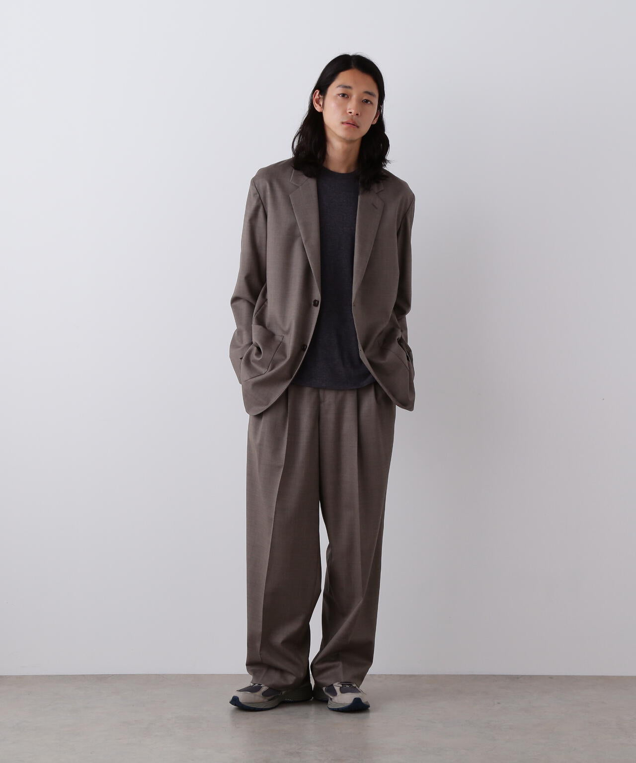 YLEVE / SUPER120'S CHAMBRAY WOOL 3TACK TROUSERS