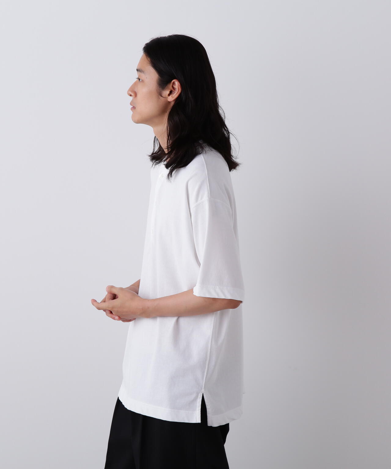 YLEVE / COTTON HIGH-TWISTED JERSEY HENRY NECK T-SHIRT