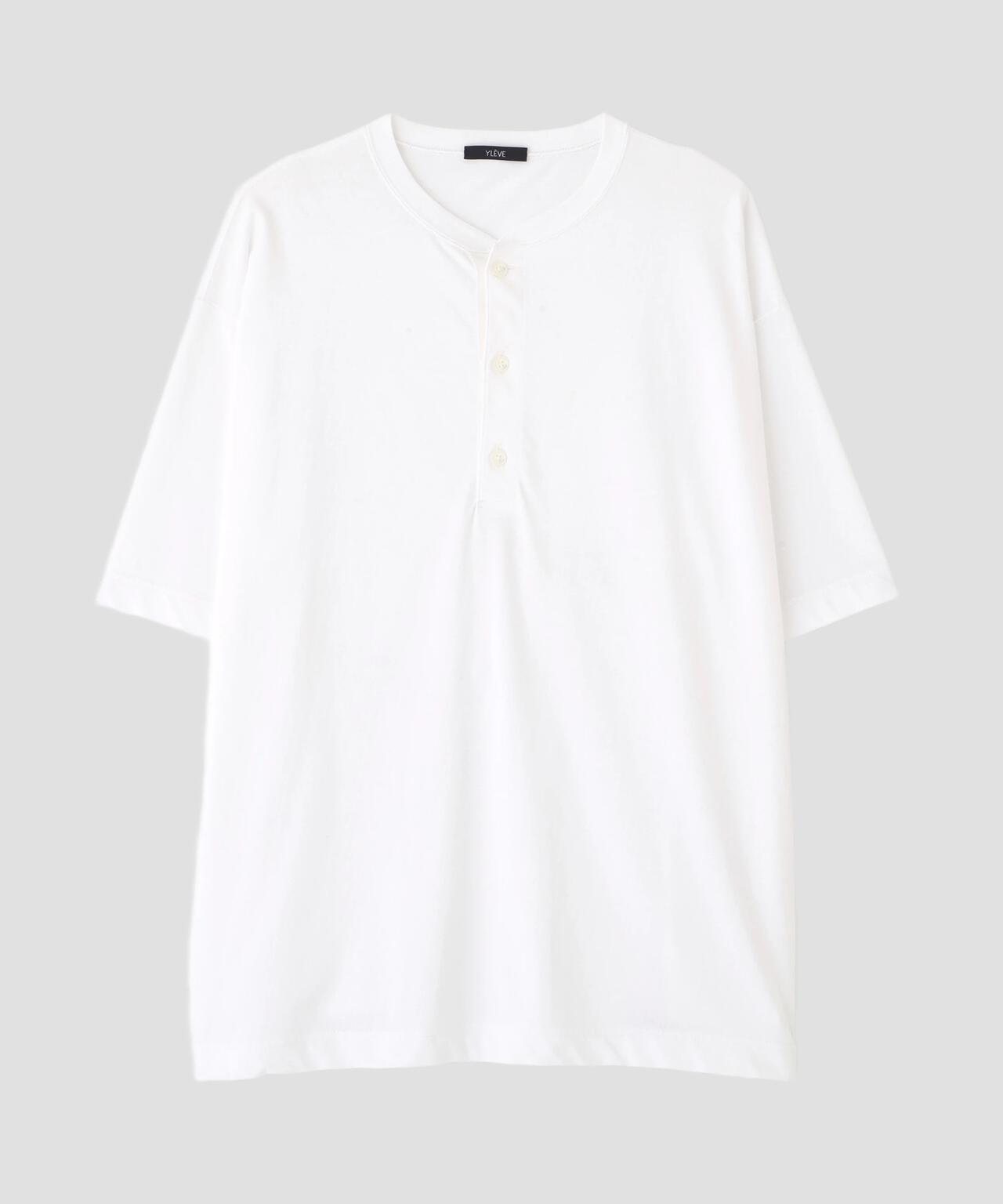 YLEVE / COTTON HIGH-TWISTED JERSEY HENRY NECK T-SHIRT