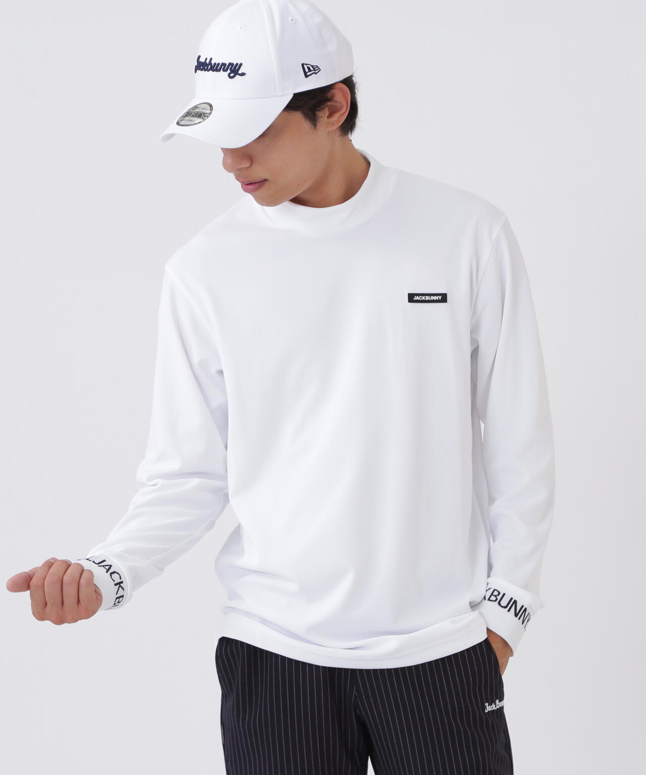 ソフトタッチ長袖モックネックカットソー (MENS)