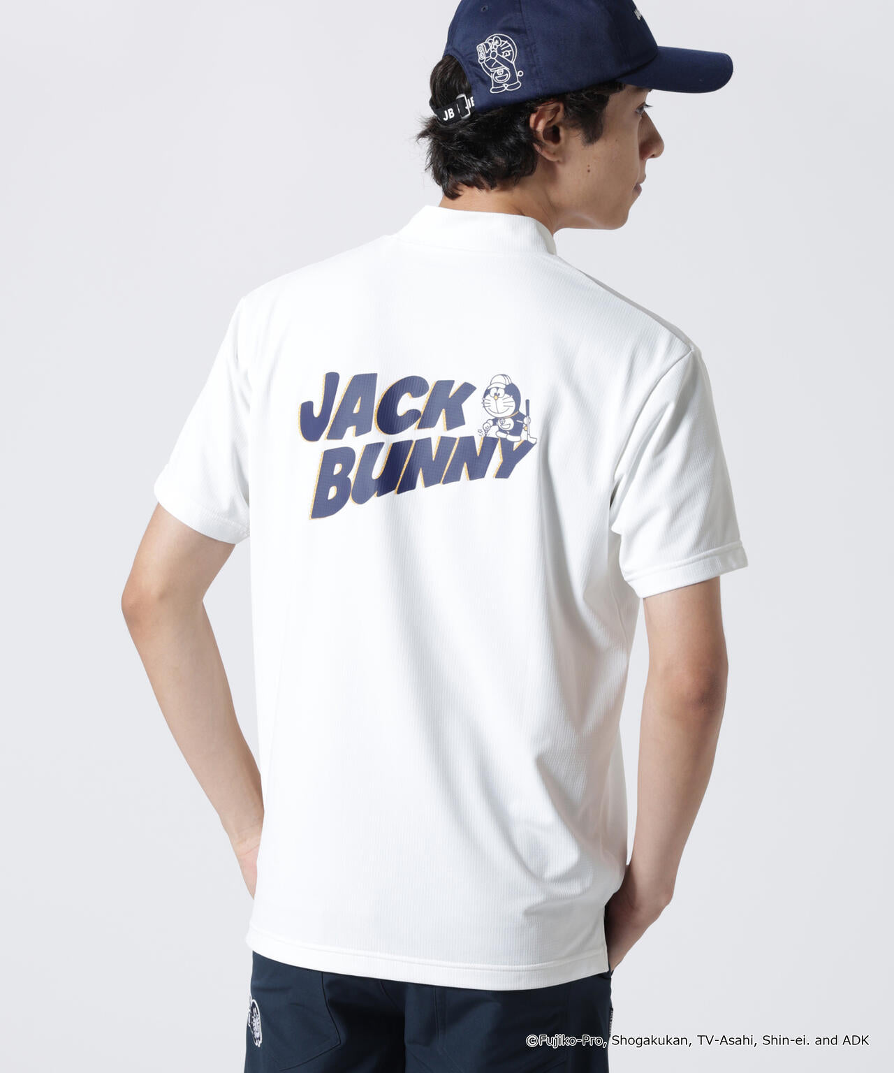 【ドラえもん】ストレッチジャガード半袖モックネックカットソー