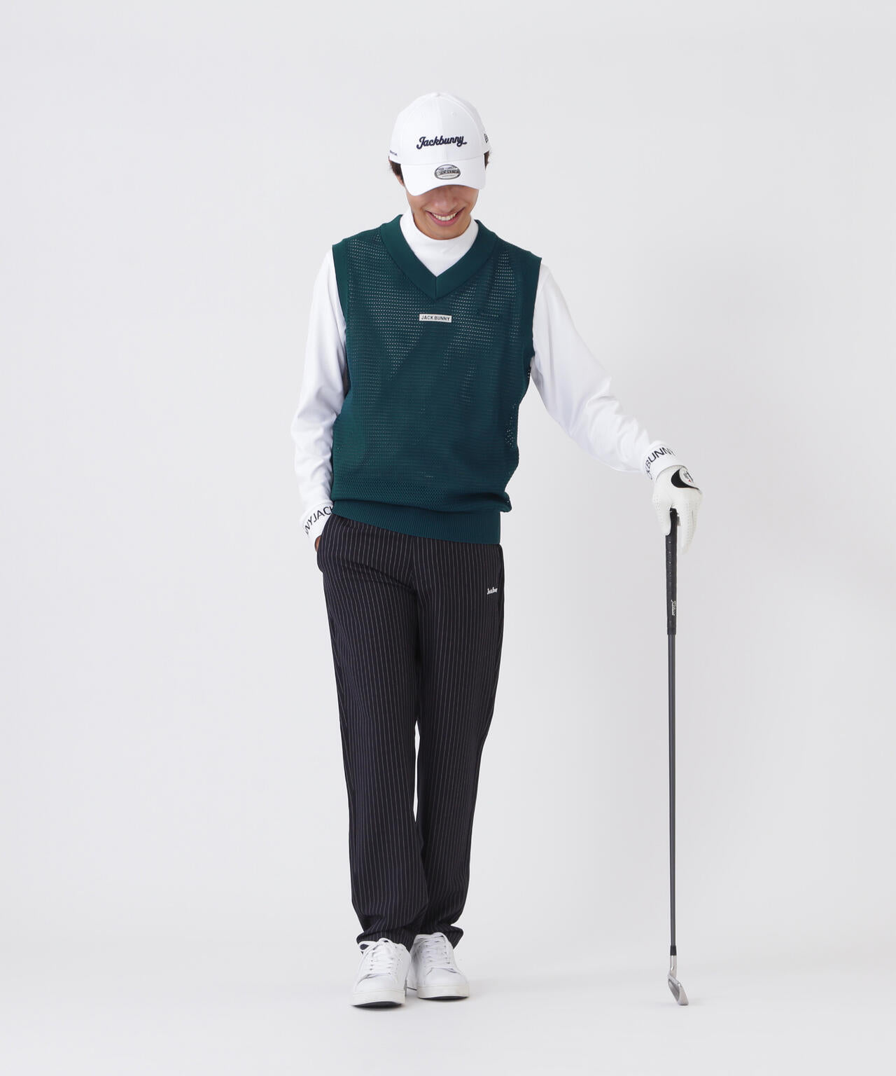 イージーケアキューブメッシュVネックニットベスト (MENS)