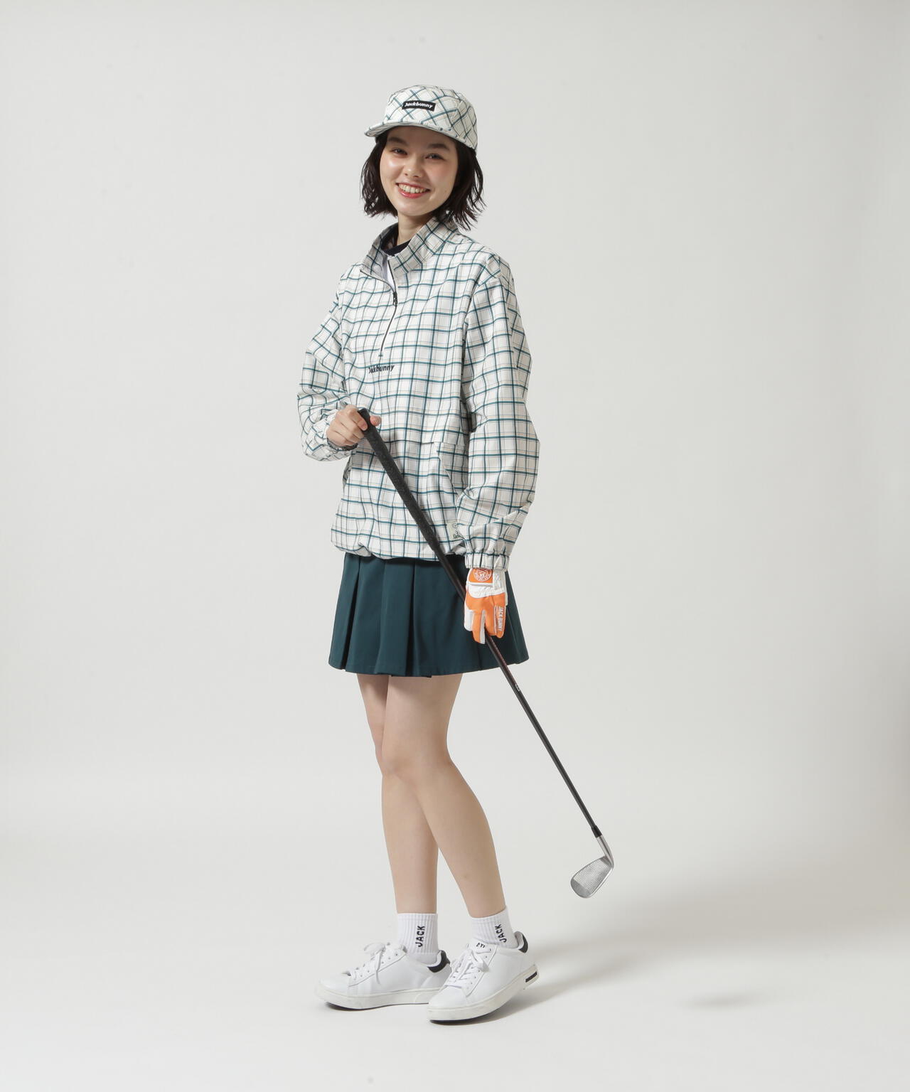 チェックプリント ハーフジップブルゾン
