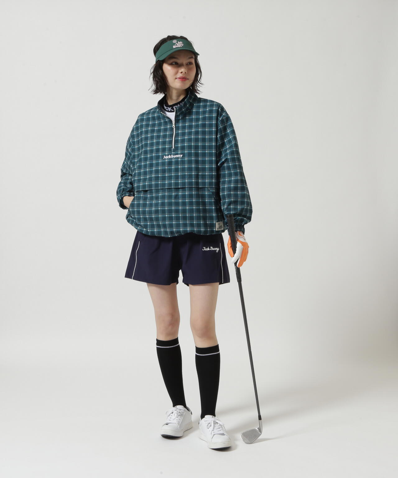 チェックプリント ハーフジップブルゾン