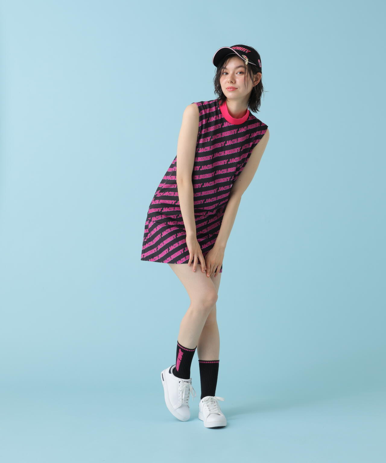 【ルナ＆サニー】ロゴ総柄シングルカノコ ノースモックネック