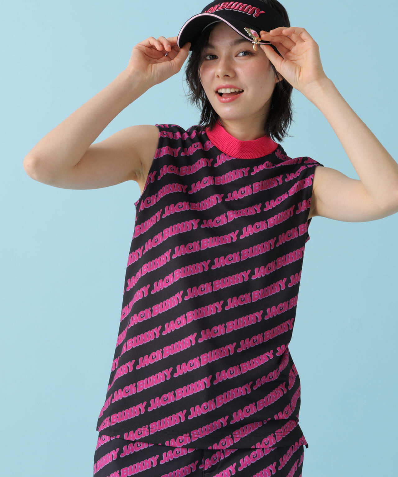 【ルナ＆サニー】ロゴ総柄シングルカノコ ノースモックネック