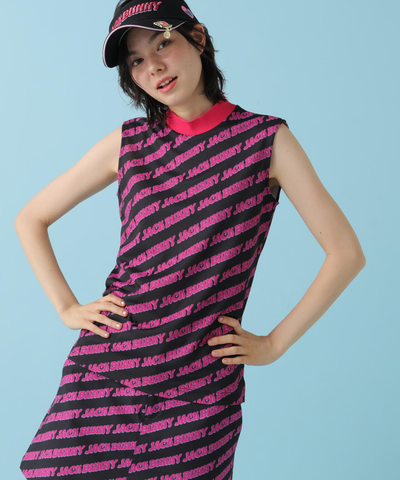 【ルナ＆サニー】ロゴ総柄シングルカノコ ノースモックネック