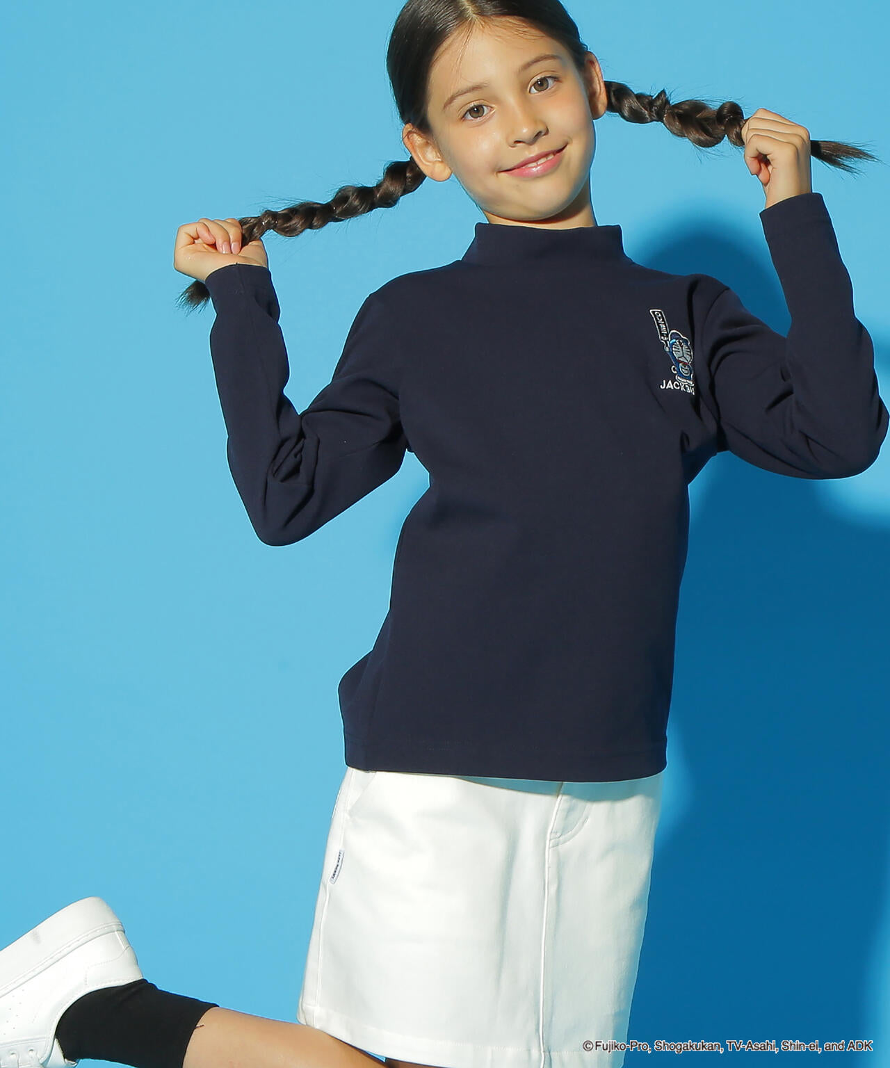 【ドラえもん】PE天竺長袖モックネックカットソー (ジュニア)