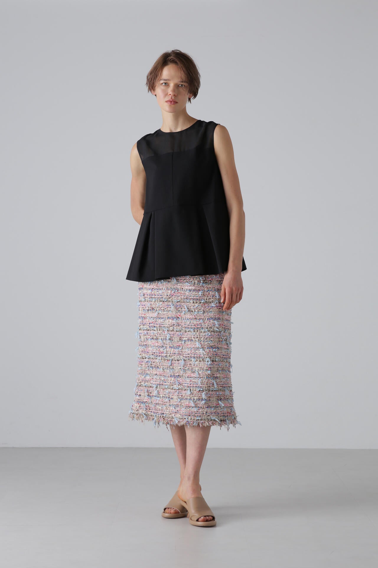 ＜BLACK LABEL＞ MALHIA ミックスカラーツィードスカート