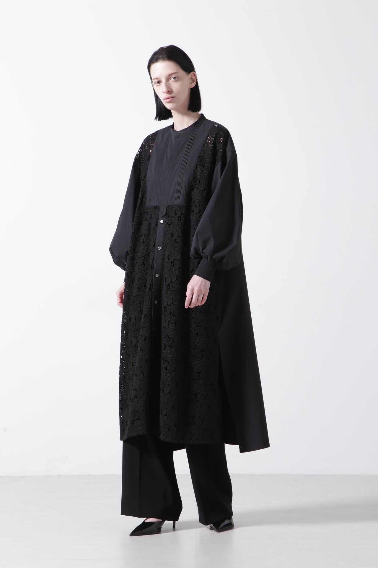 Lace Combi Shirt Dress