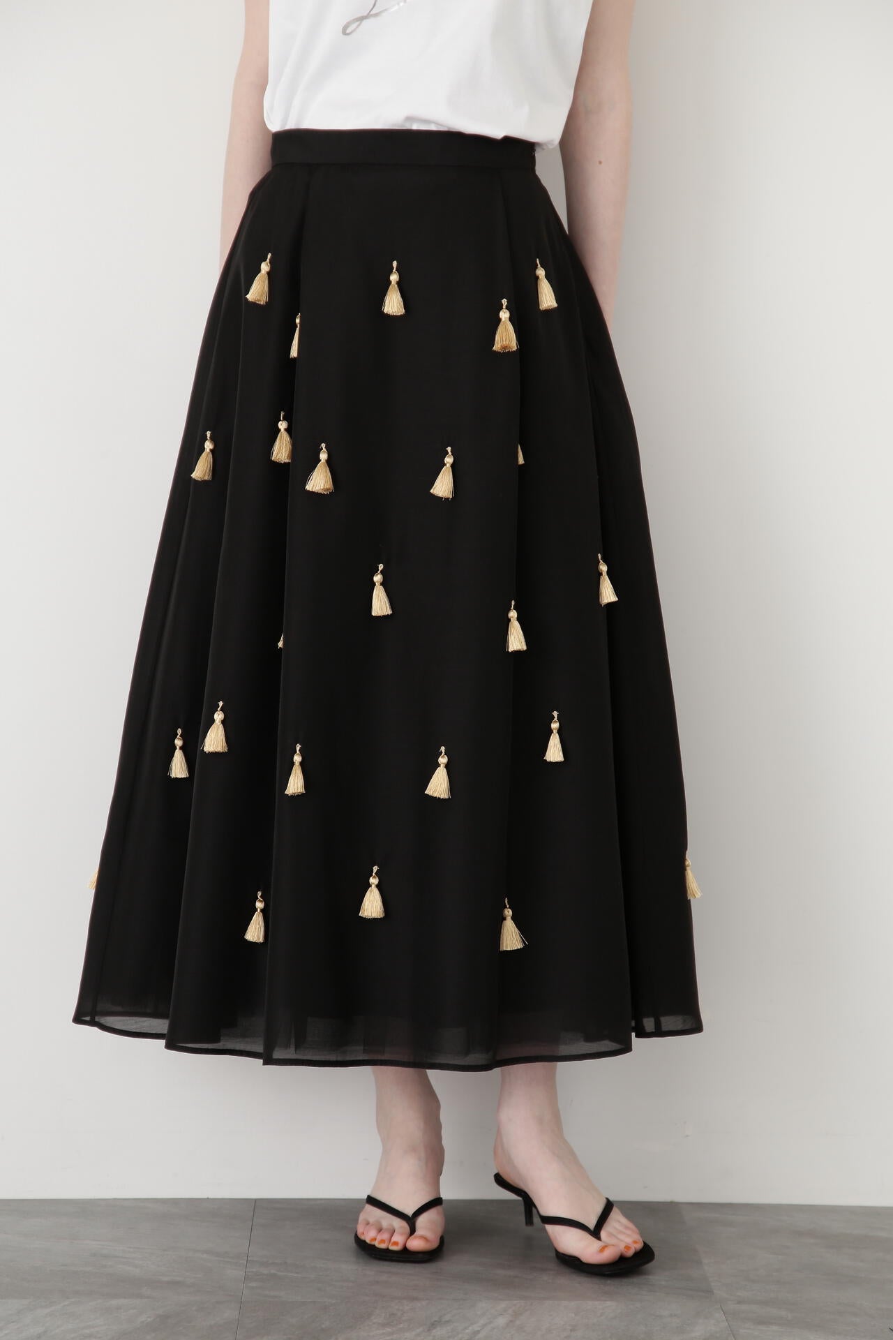 Sheer Organdy Tassel Skirt