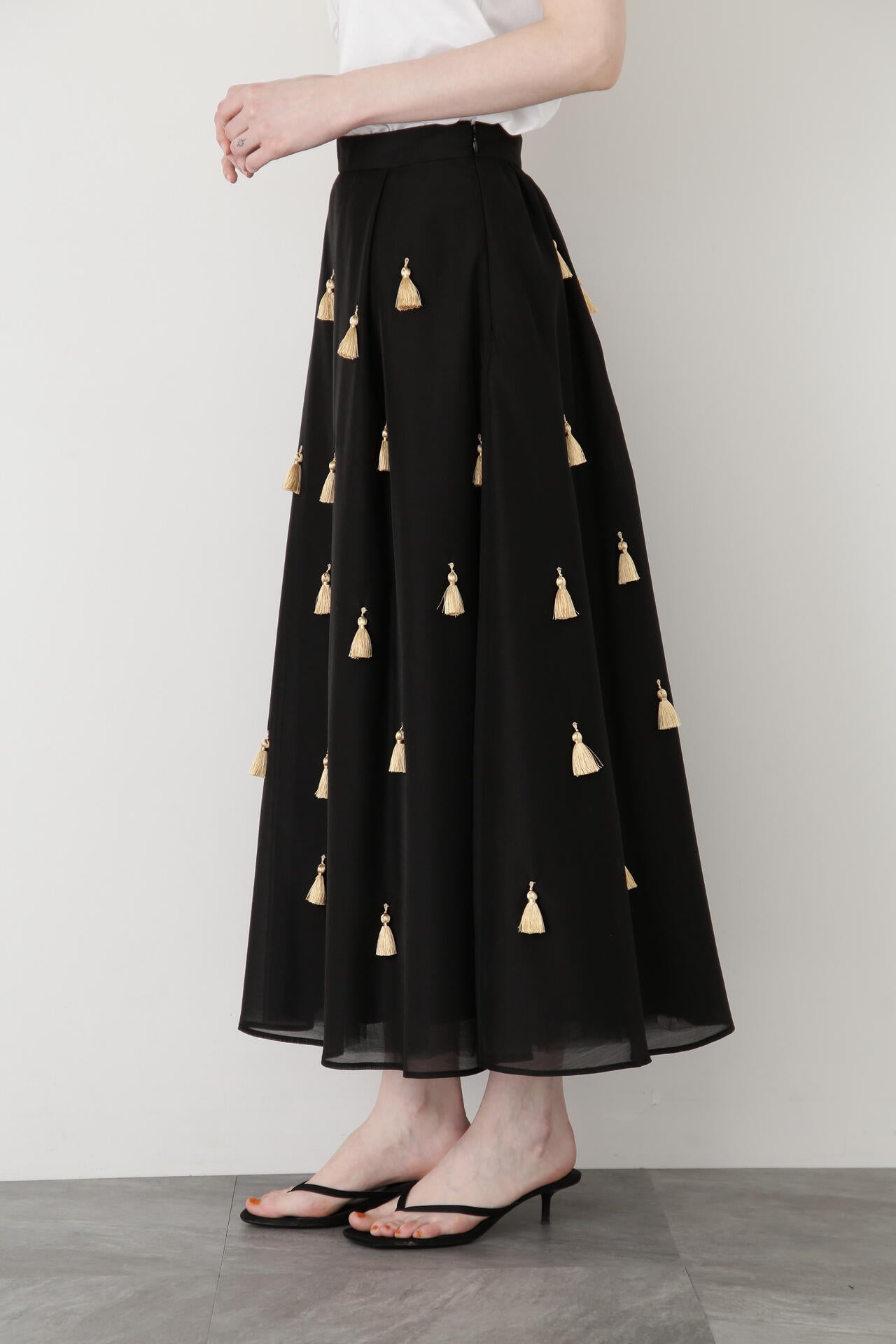 Sheer Organdy Tassel Skirt