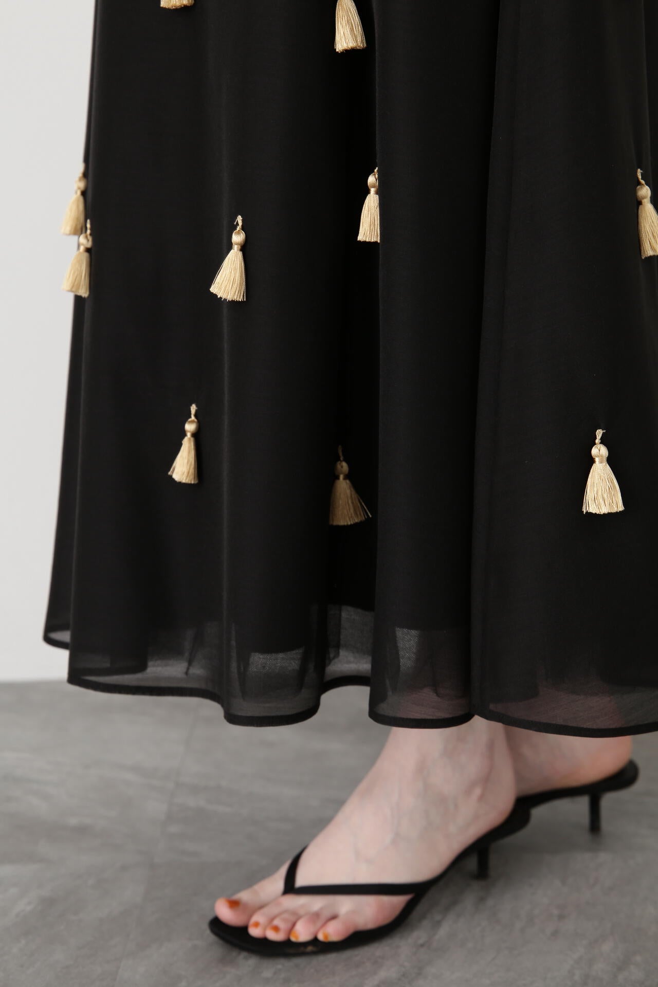 Sheer Organdy Tassel Skirt