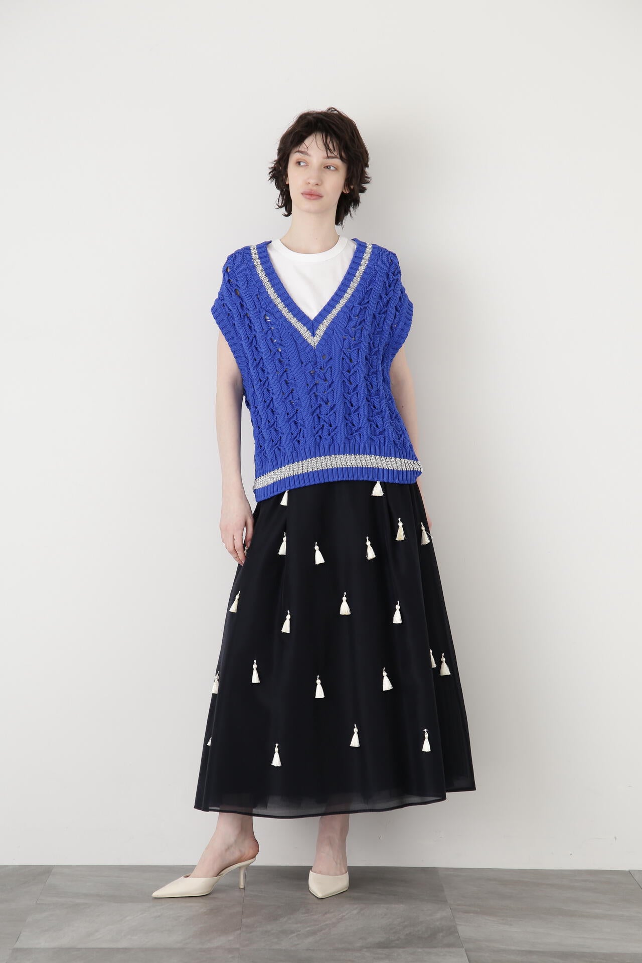 Sheer Organdy Tassel Skirt