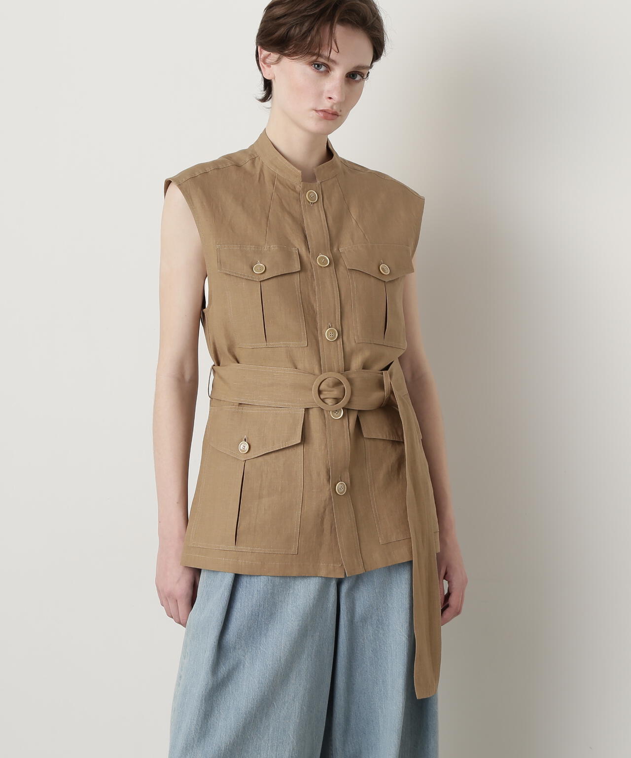 【GISELe 8月号掲載商品】Belted Sleeveless Jacket